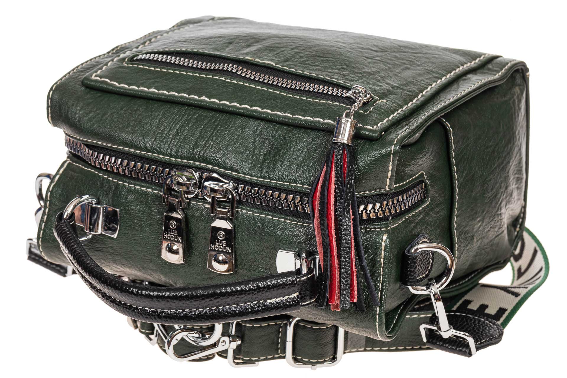 На фото 4 - Компактная сумка-рюкзак из искусственной кожи, цвет зелёный