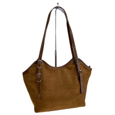 На фото 1 - Женская сумка из искусственной замши, цвет коричнево-рыжий На фото 1 - Женская сумка из искусственной замши, цвет коричнево-рыжий