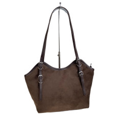 На фото 1 - Женская сумка из искусственной замши, цвет шоколад На фото 1 - Женская сумка из искусственной замши, цвет шоколад