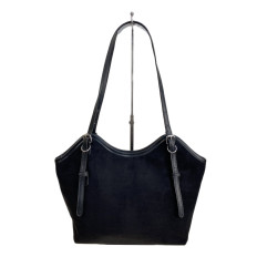 На фото 2 - Женская сумка из искусственной замши, цвет черный На фото 2 - Женская сумка из искусственной замши, цвет черный