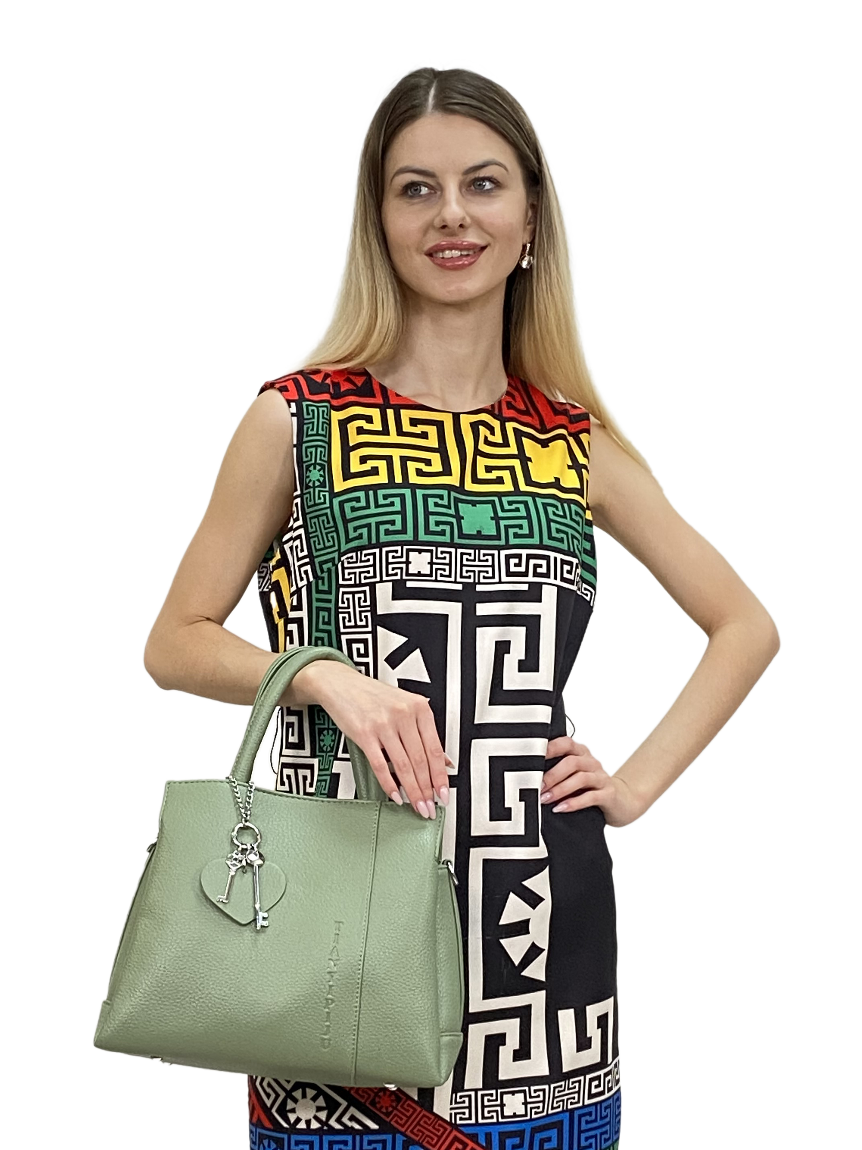 На фото 3 - Женская сумка из искусственной кожи, цвет зеленый