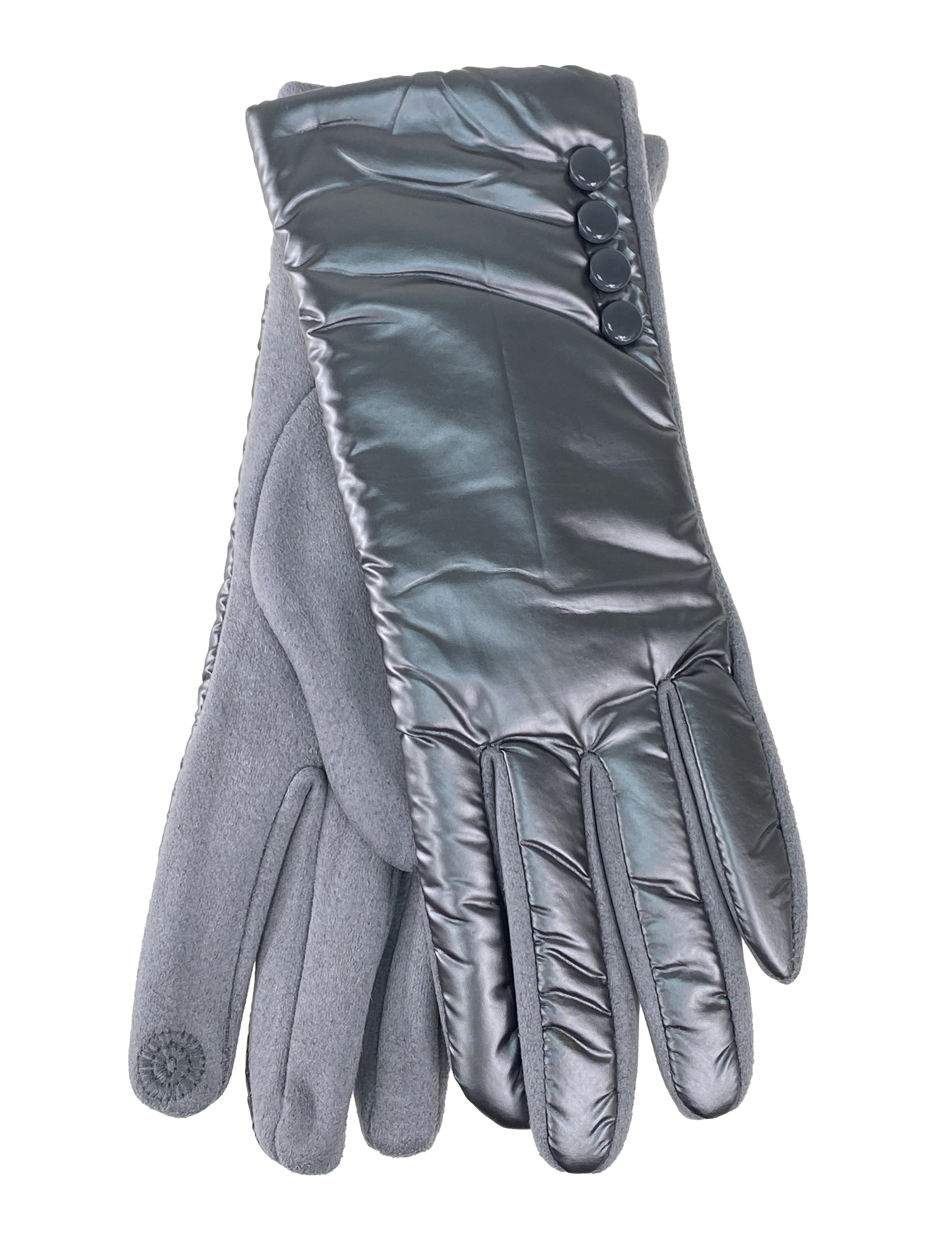 На фото 1 - Теплые женские перчатки, цвет серебро