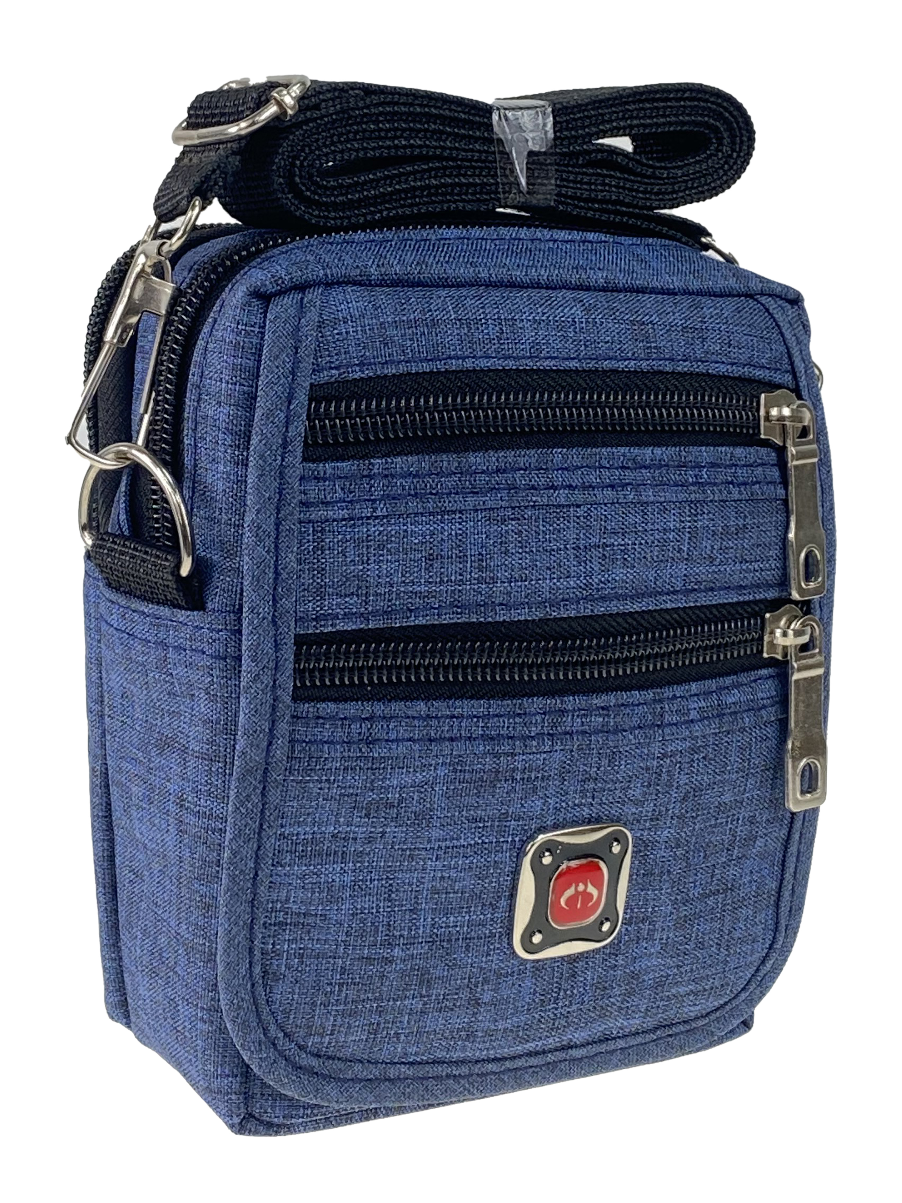 На фото 1 - Спортивная поясная сумка из текстиля, цвет синий