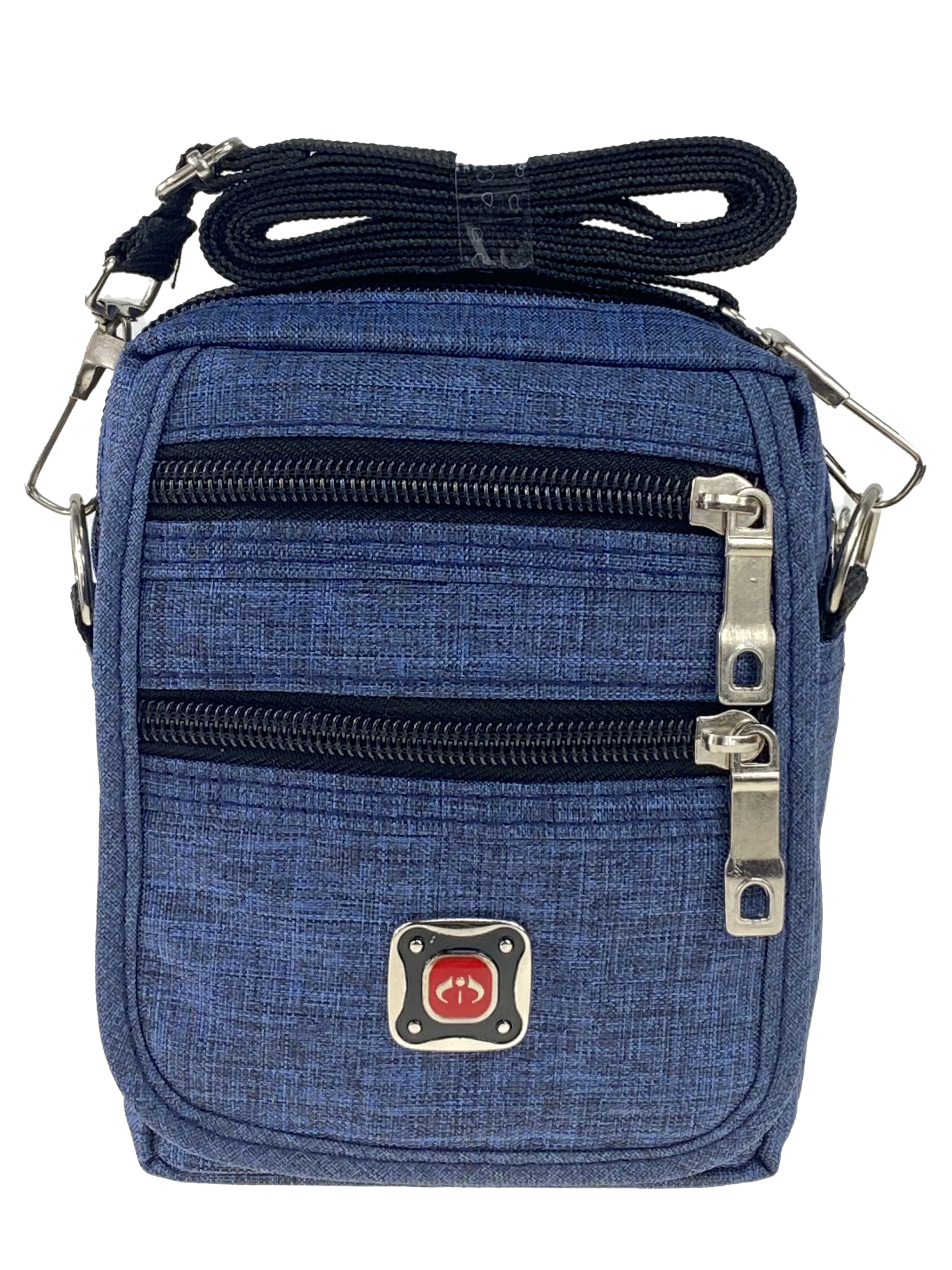 На фото 2 - Спортивная поясная сумка из текстиля, цвет синий