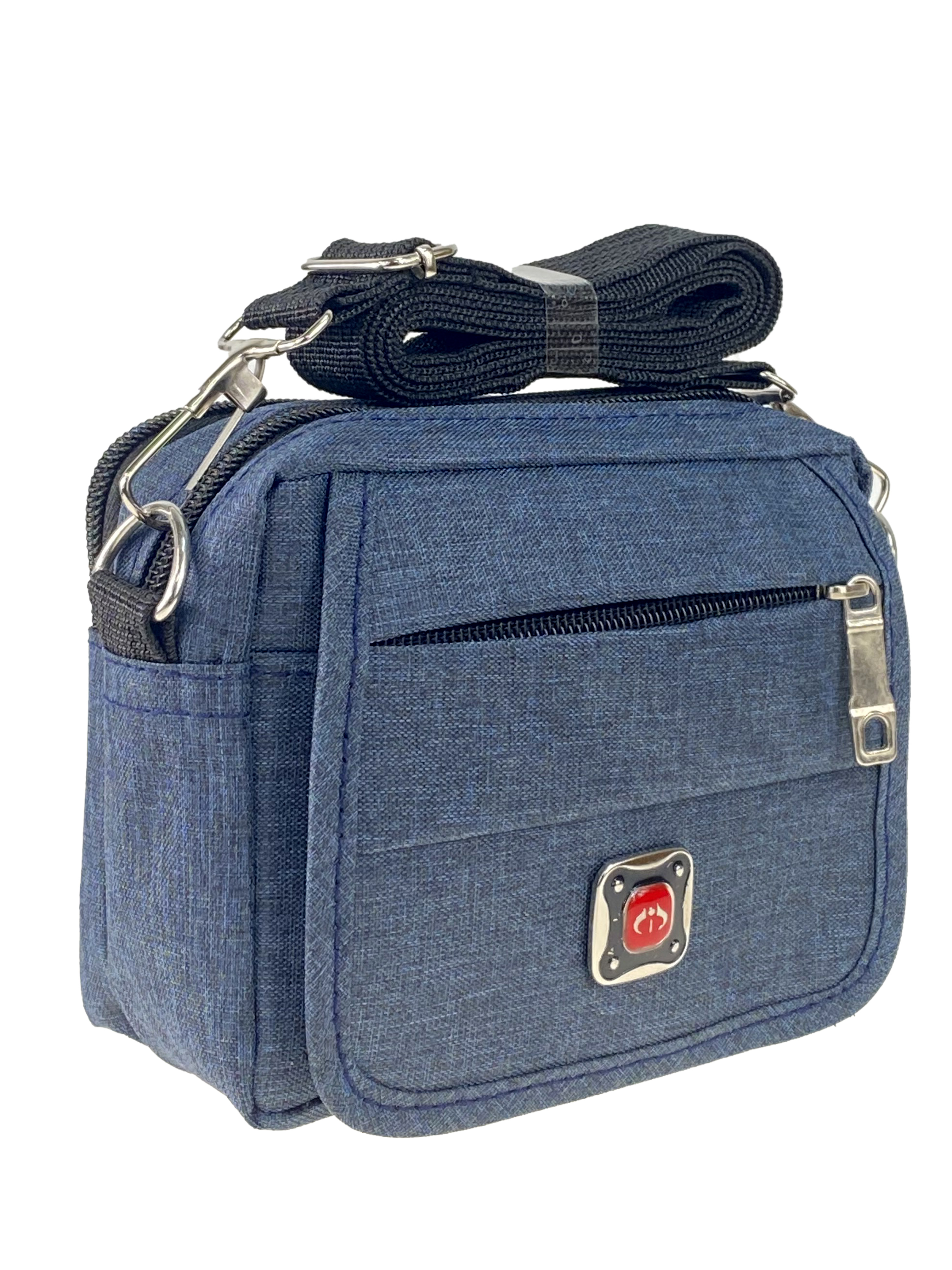 На фото 1 - Мужская сумка на пояс из текстиля, цвет тёмно-синий