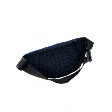 На фото 2 - Поясная сумка из текстиля, цвет черный с синим 