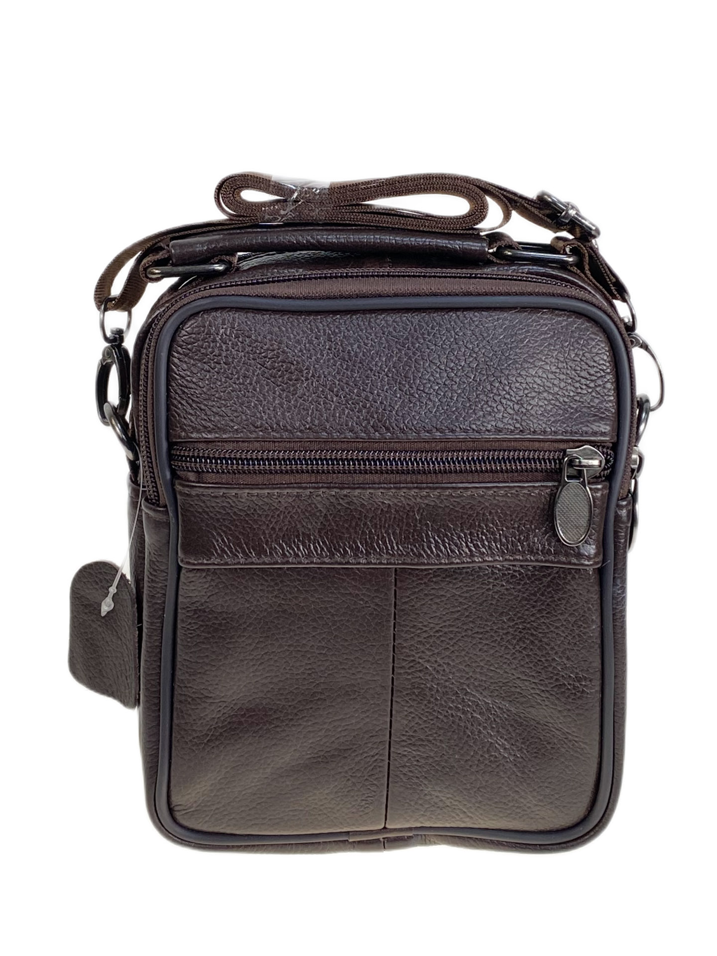 На фото 2 - Сумка мужская из натуральной кожи, цвет черный