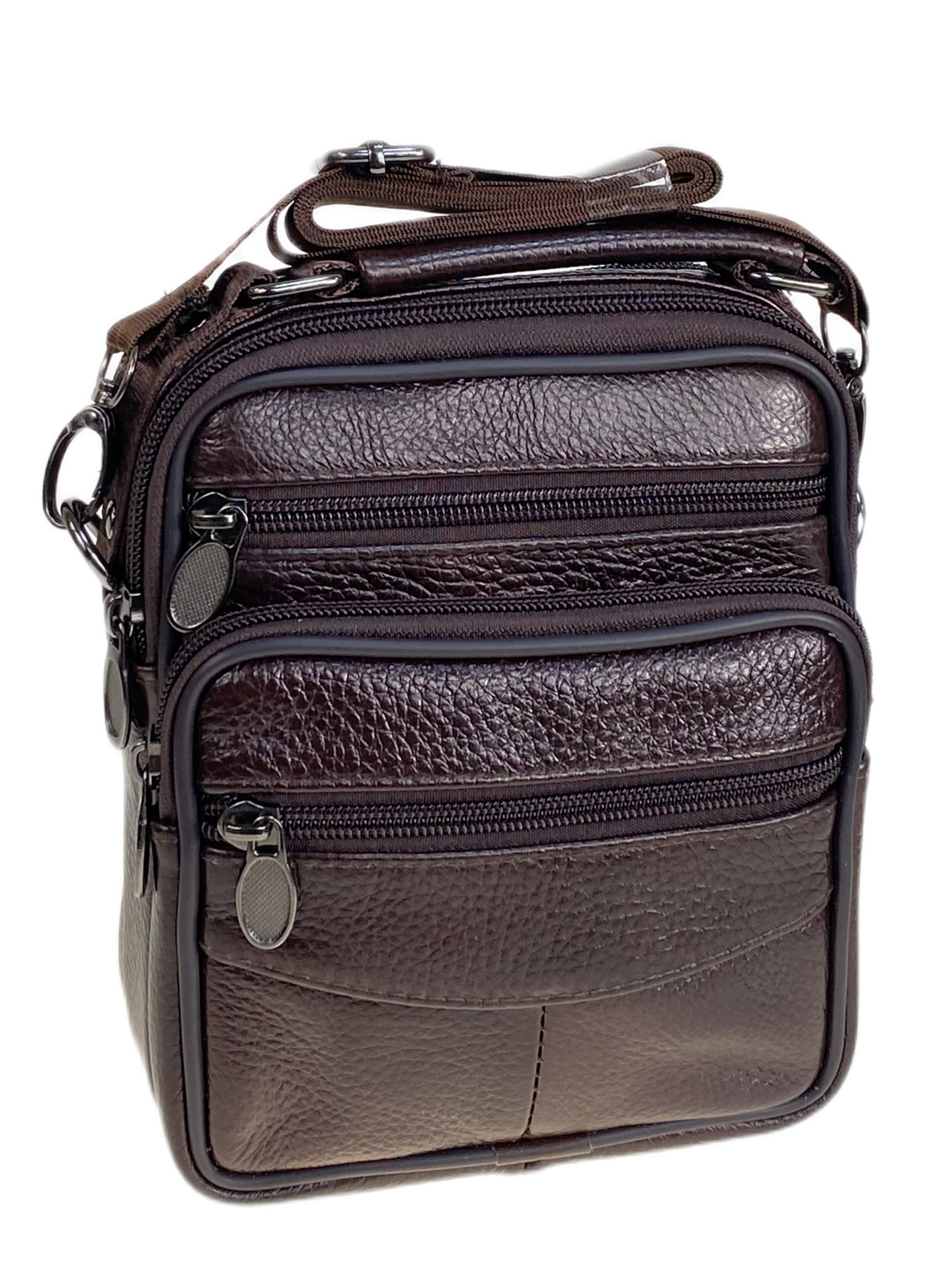 На фото 1 - Сумка мужская  из натуральной кожи, цвет коричневый