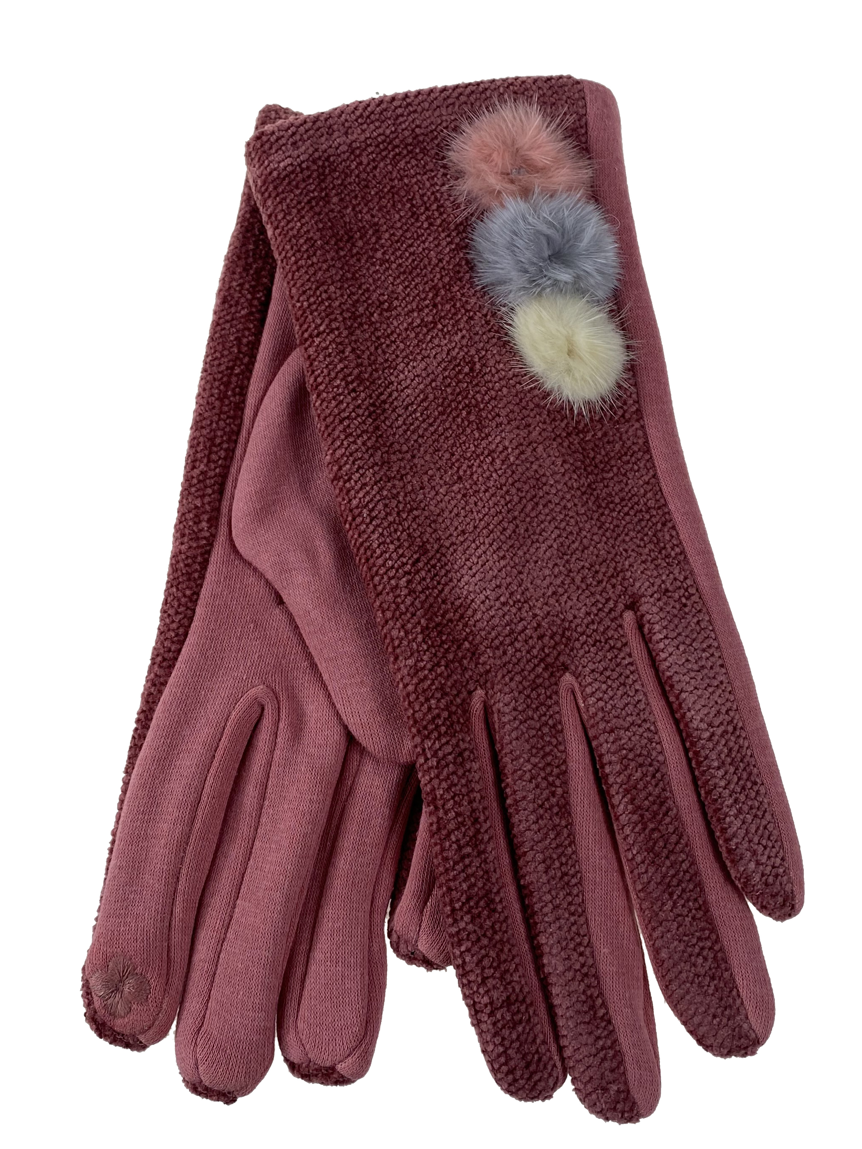На фото 1 - Велюровые демисезонные перчатки, цвет  розовый