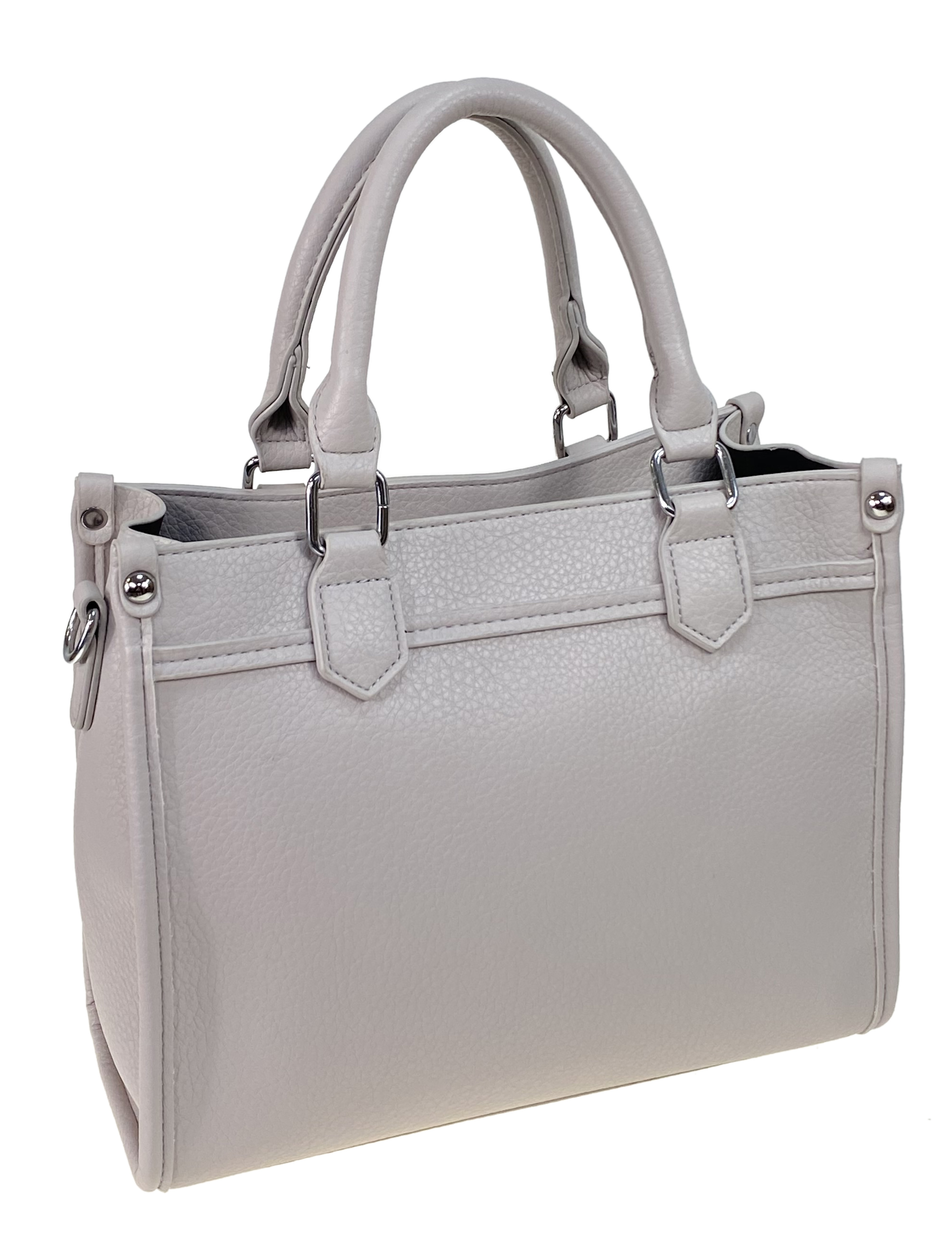 На фото 1 - Женская сумка из искусственной кожи, цвет серо белый