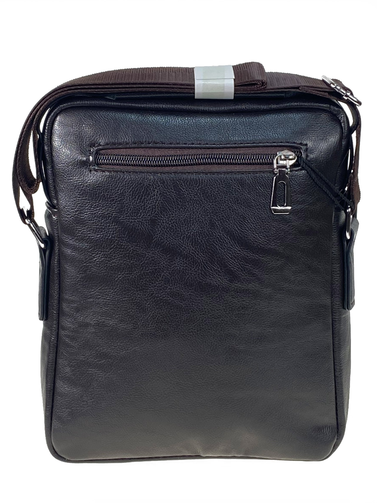 На фото 2 - Мужская сумка из искусственной кожи, цвет коричневый 