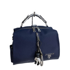 На фото 1 - Женская сумка-рюкзак из текстиля, цвет синий На фото 1 - Женская сумка-рюкзак из текстиля, цвет синий