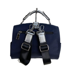 На фото 2 - Женская сумка-рюкзак из текстиля, цвет синий На фото 2 - Женская сумка-рюкзак из текстиля, цвет синий