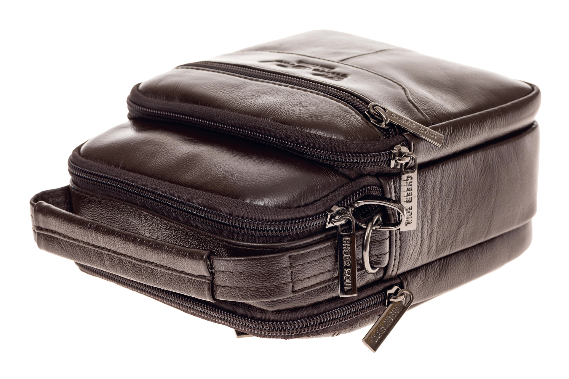 На фото 4 - Мужская сумка-барсетка из натуральной кожи, цвет коричневый