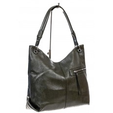 На фото 3 - Женская сумка хобо из искусственной кожи, цвет зеленый
