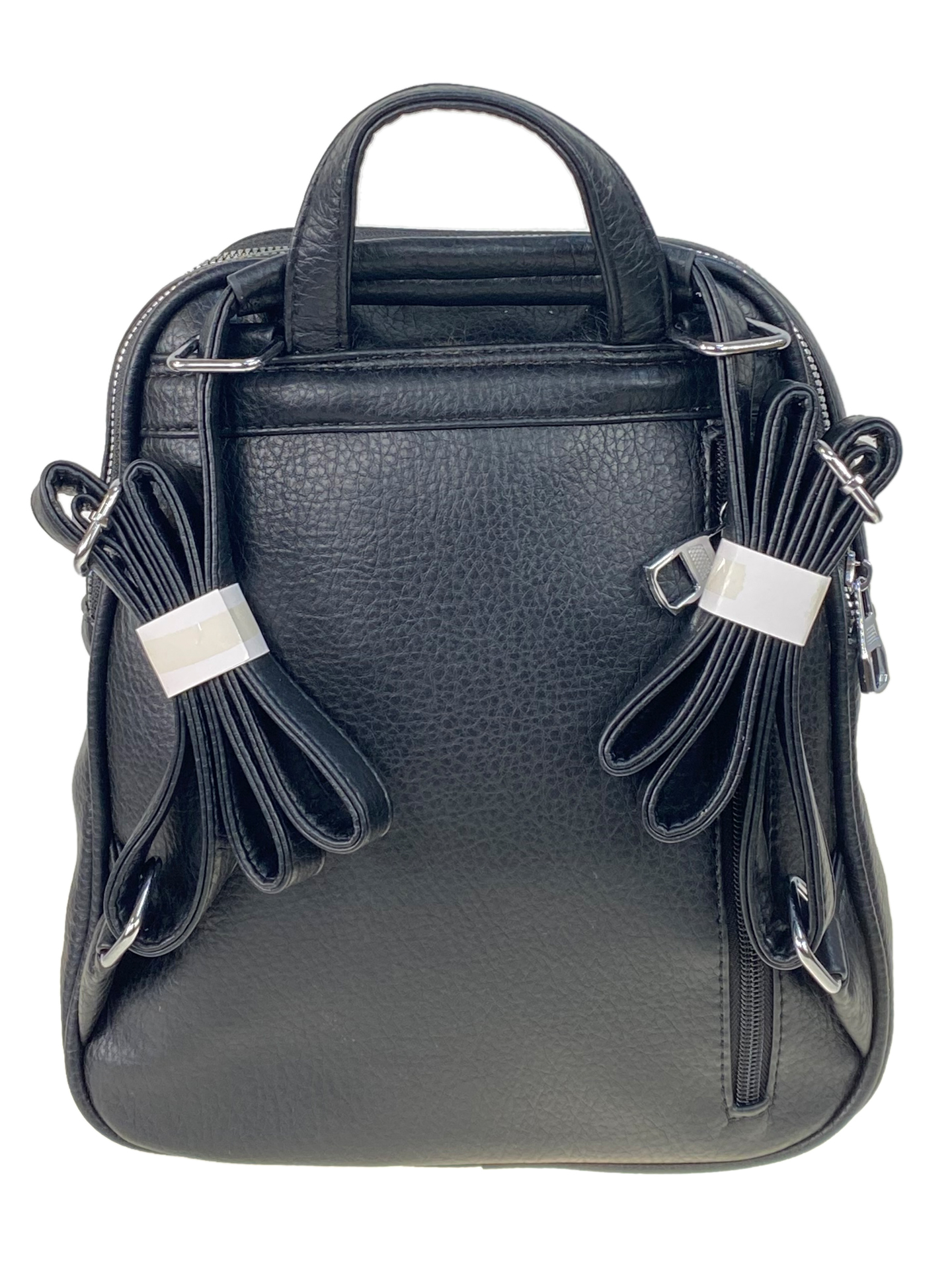 На фото 2 - Женский рюкзак из искусственной кожи, цвет  черный