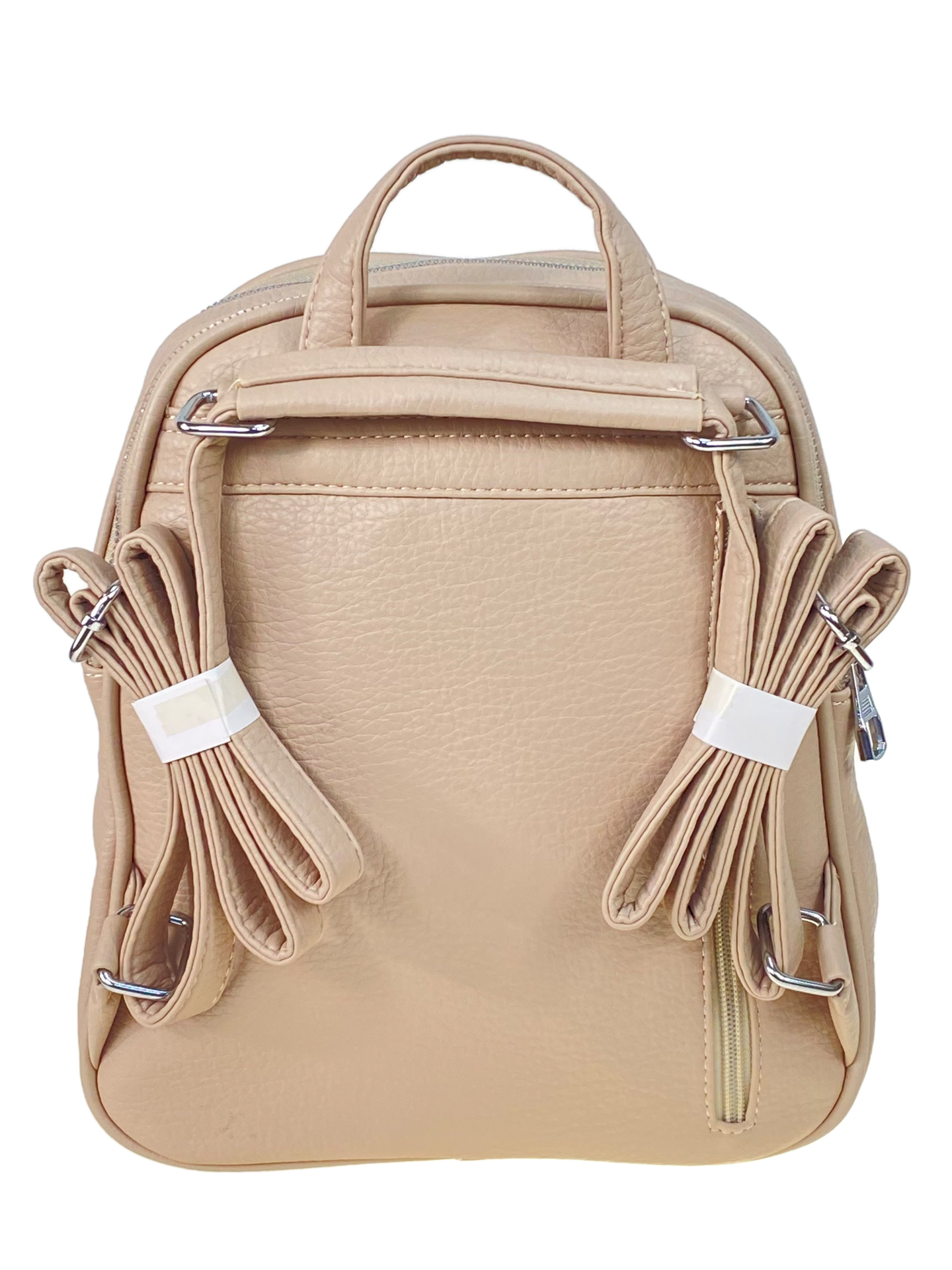 На фото 2 - Женский рюкзак из искусственной кожи, цвет бежевый
