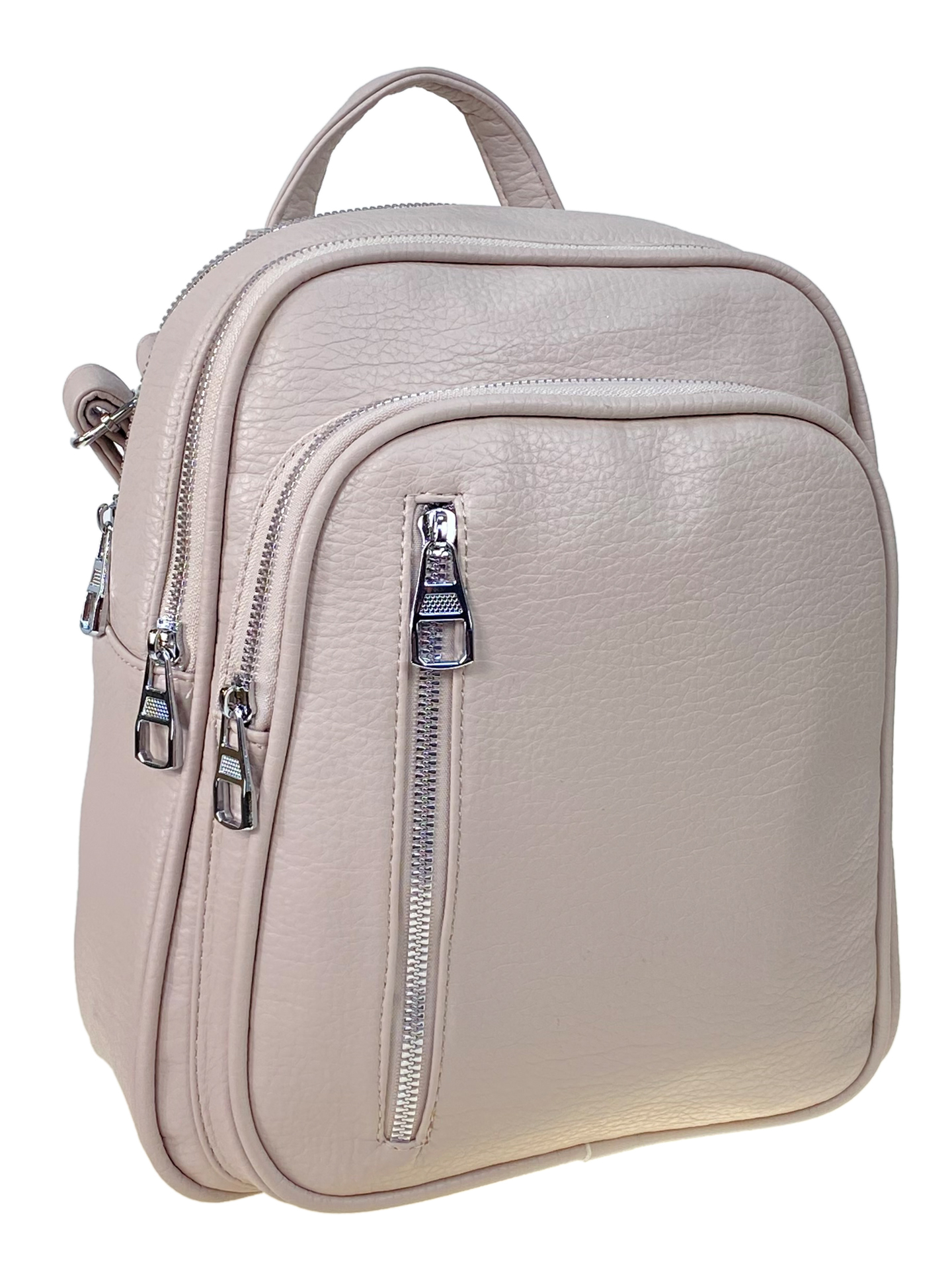 На фото 1 - Женский рюкзак из искусственной кожи, цвет серый 