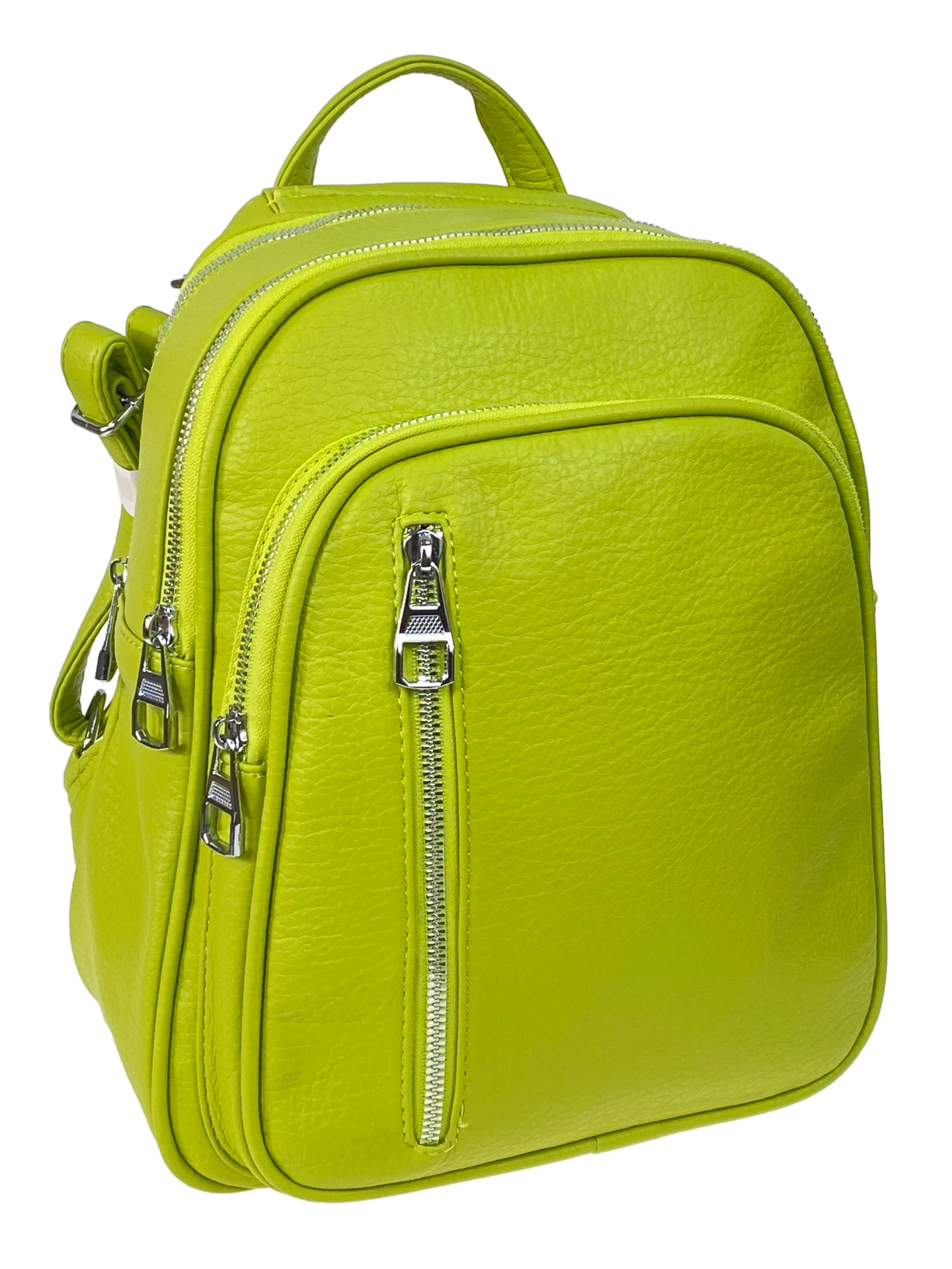 На фото 1 - Женский рюкзак из искусственной кожи, цвет лимонный