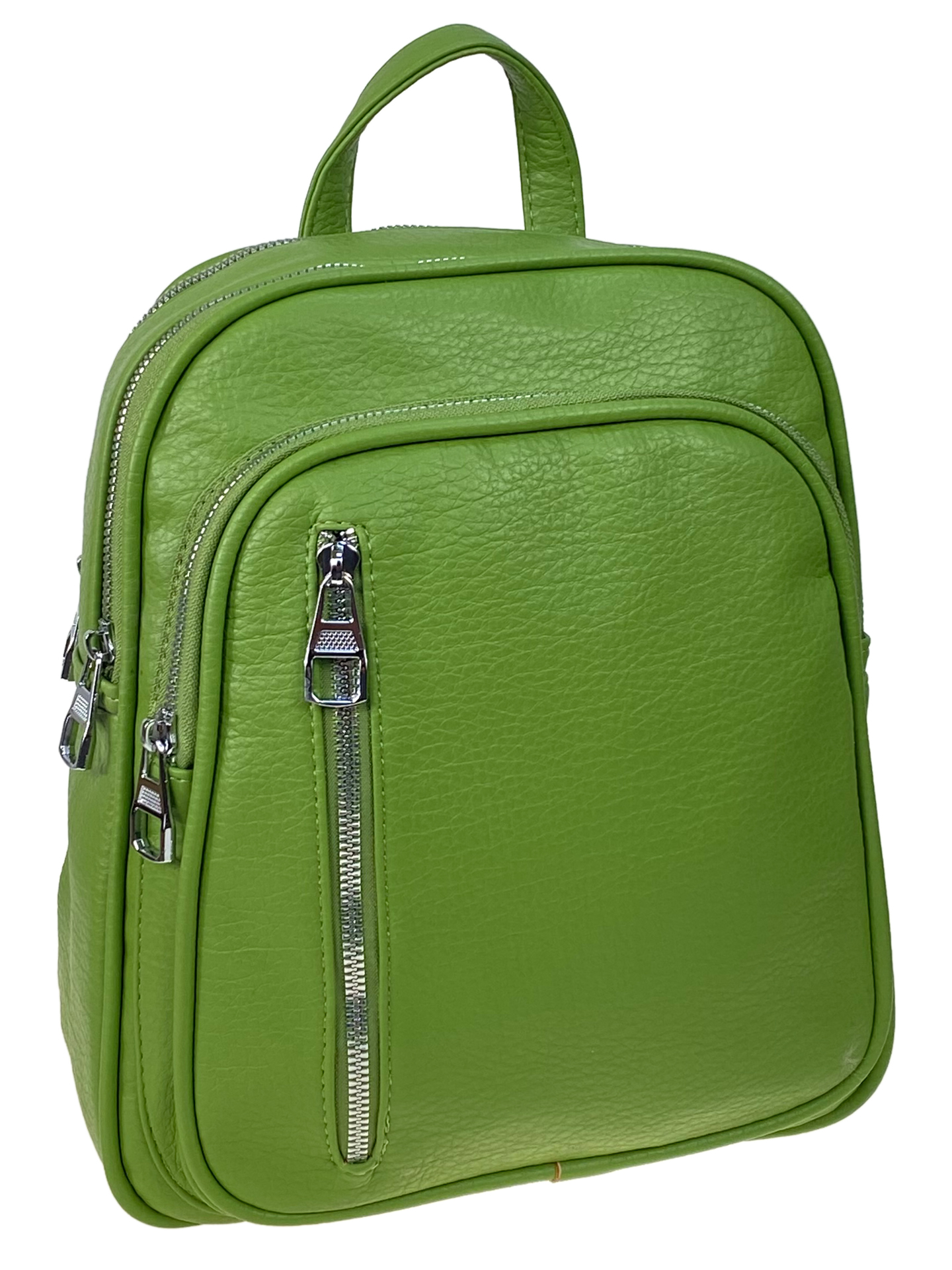 На фото 1 - Женский рюкзак из искусственной кожи, цвет зеленый
