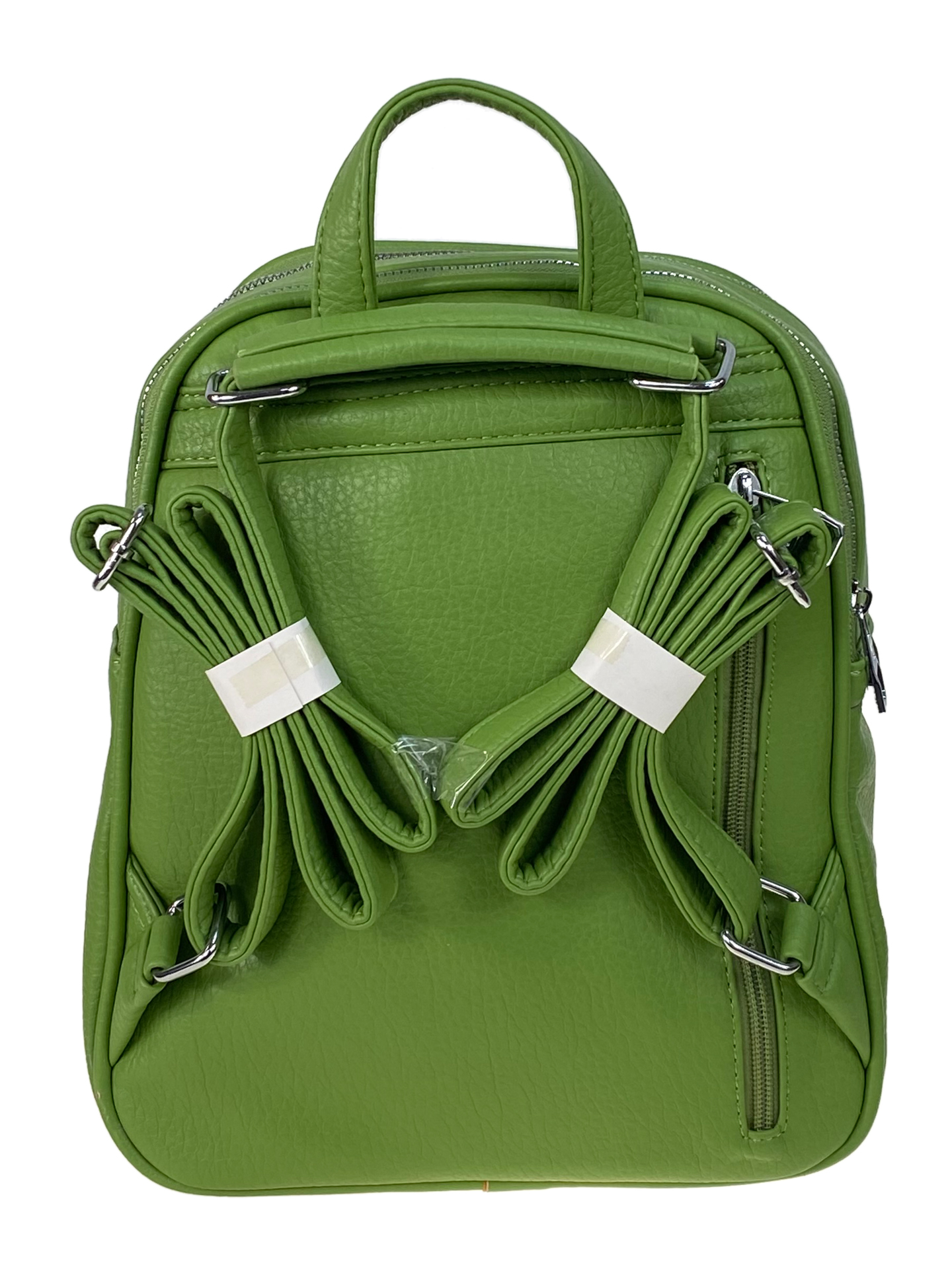 На фото 2 - Женский рюкзак из искусственной кожи, цвет зеленый