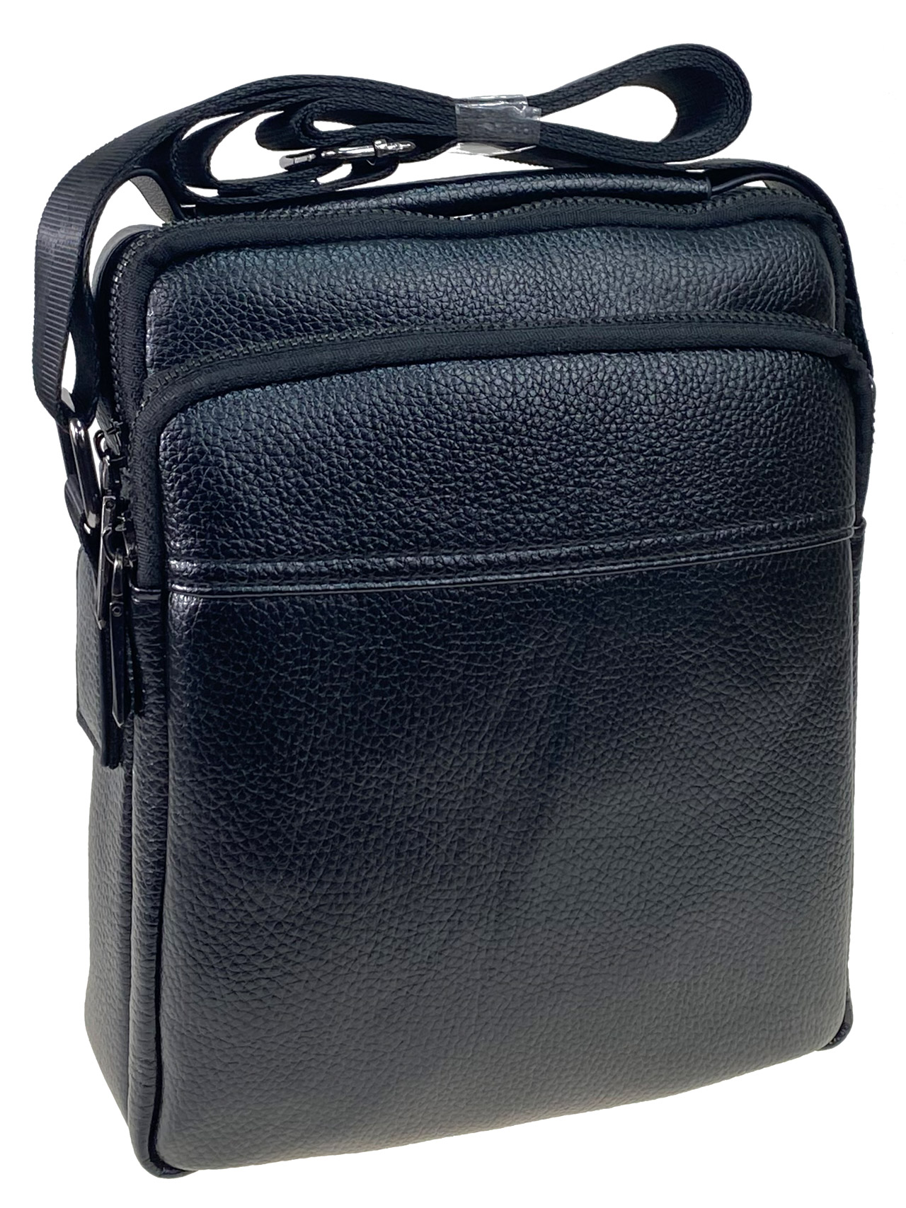 На фото 1 - Мужская сумка из искусственной кожи, цвет черный
