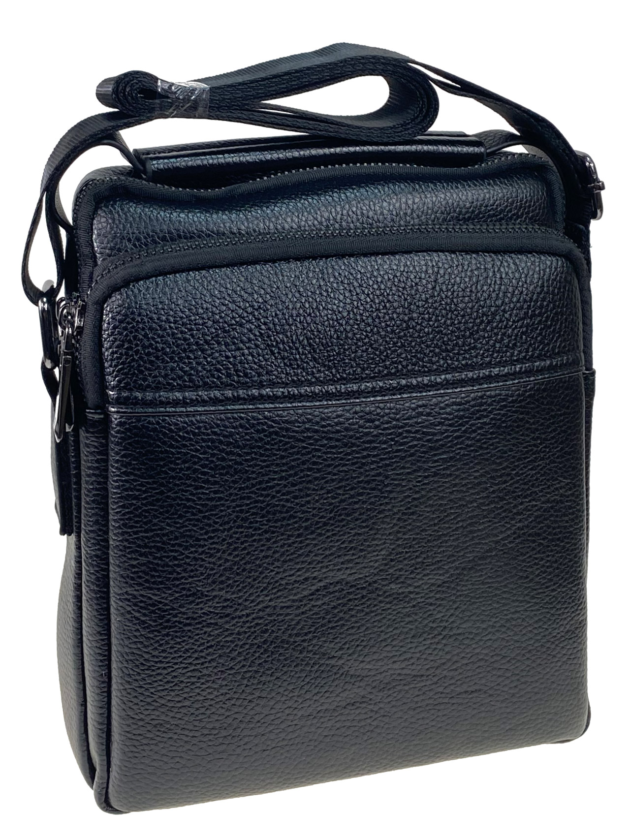 На фото 1 - Мужская сумка из искусственной кожи, цвет черный