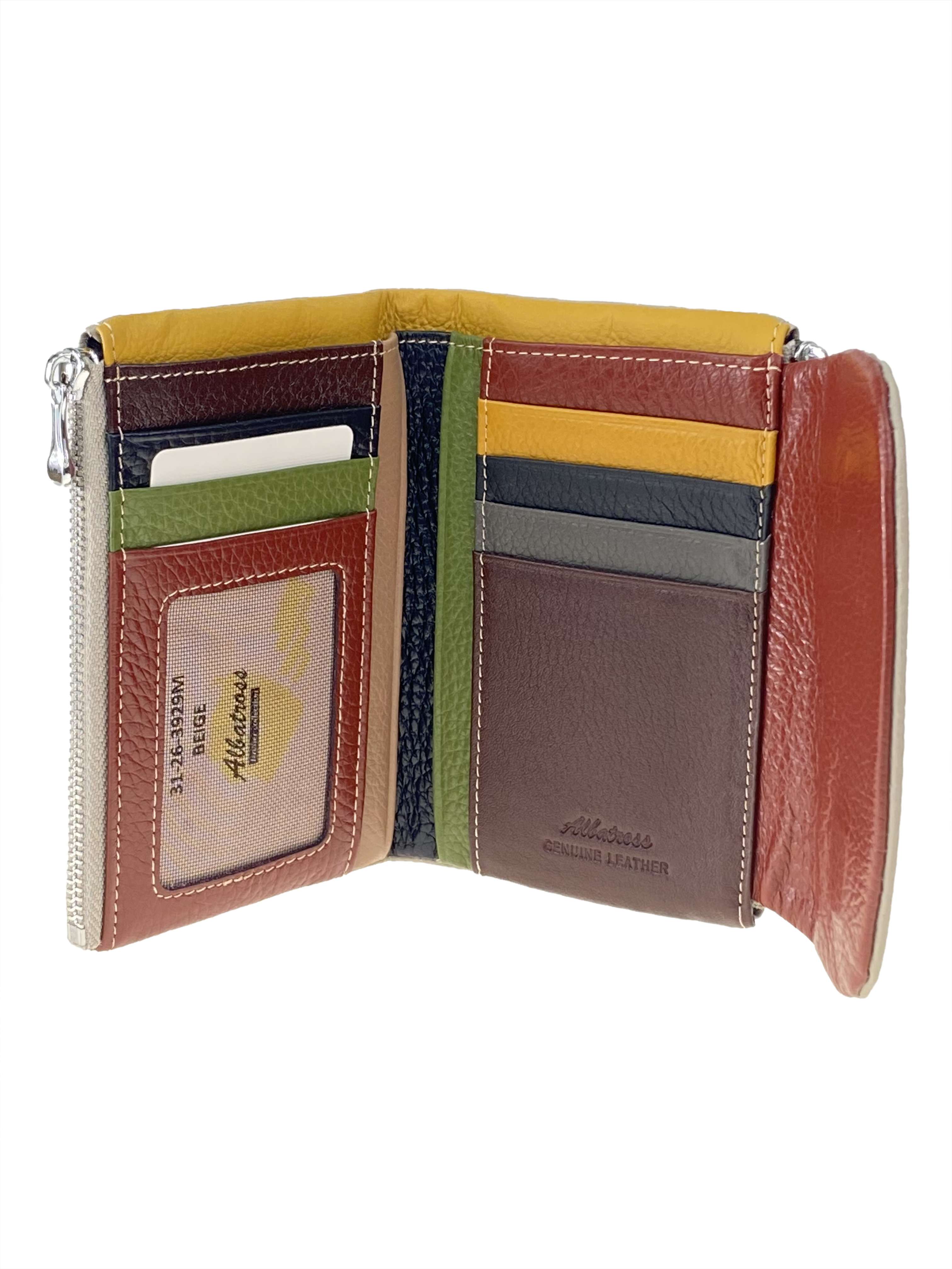 На фото 2 - Женский кошелёк из фактурной натуральной кожи, цвет бежевый