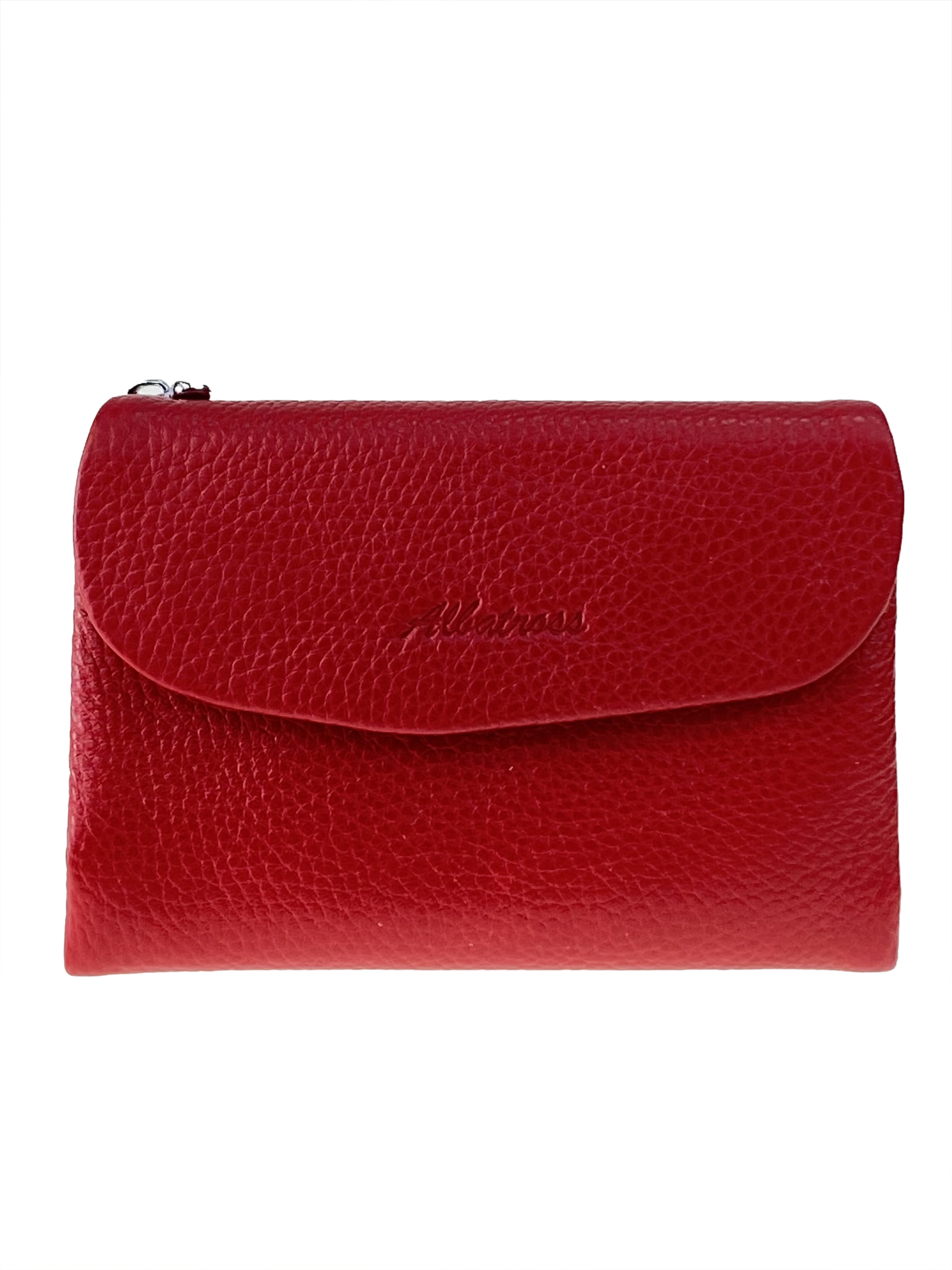 На фото 1 - Женский кошелёк из фактурной натуральной кожи, цвет красный