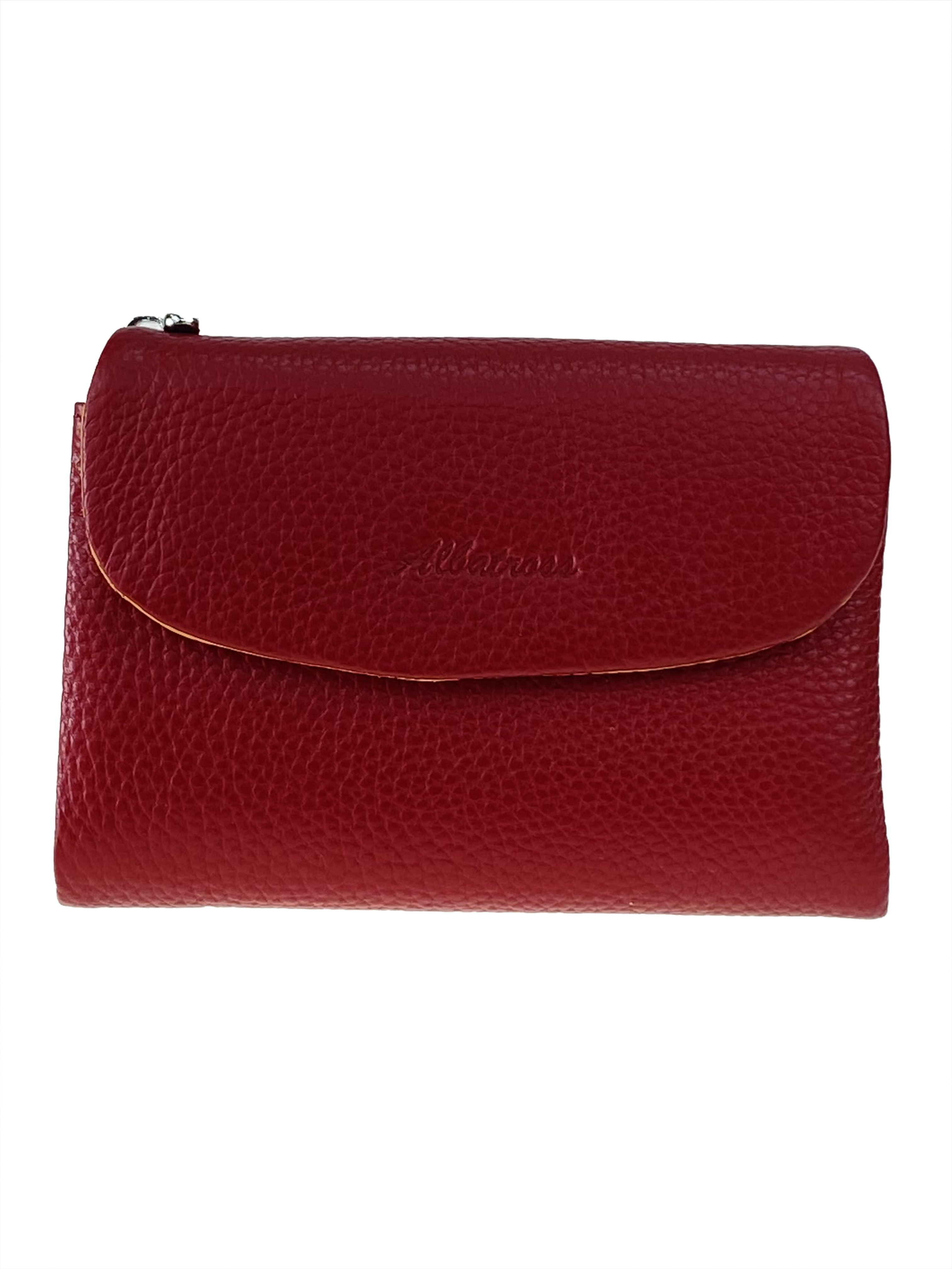 На фото 1 - Женский кошелёк из фактурной натуральной кожи, цвет бордовый