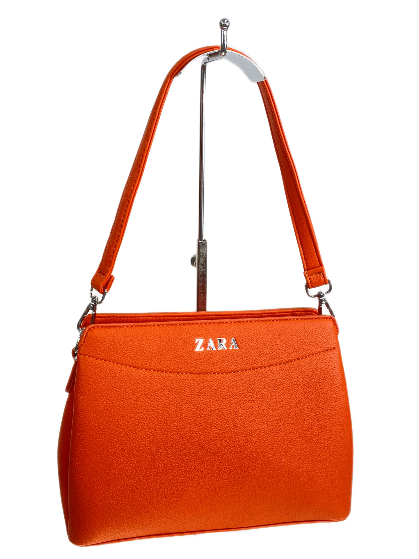 На фото 1 - Женская сумка из искусственной кожи, цвет оранжевый