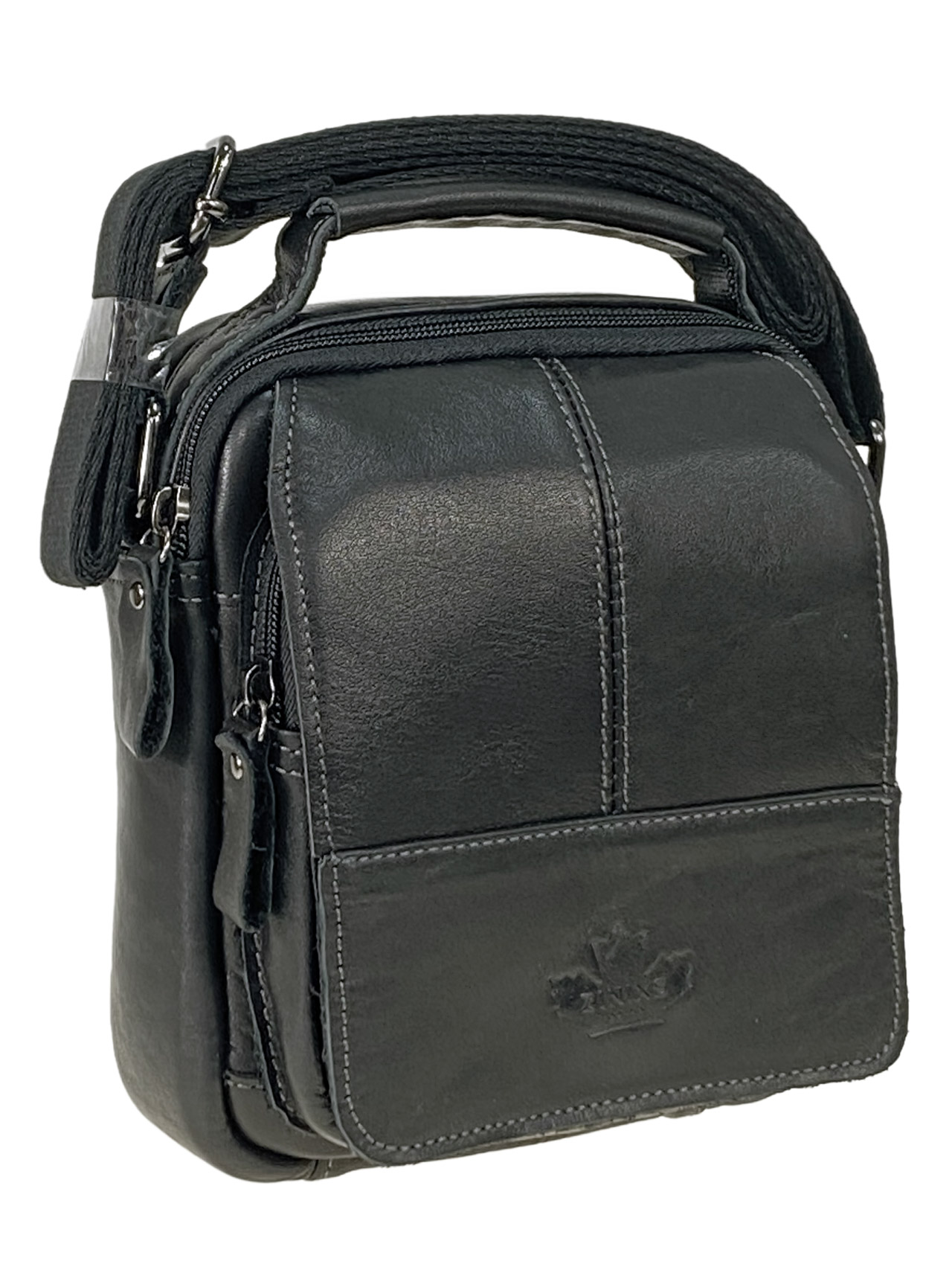 На фото 1 - Мужская сумка из натуральной кожи, цвет черный