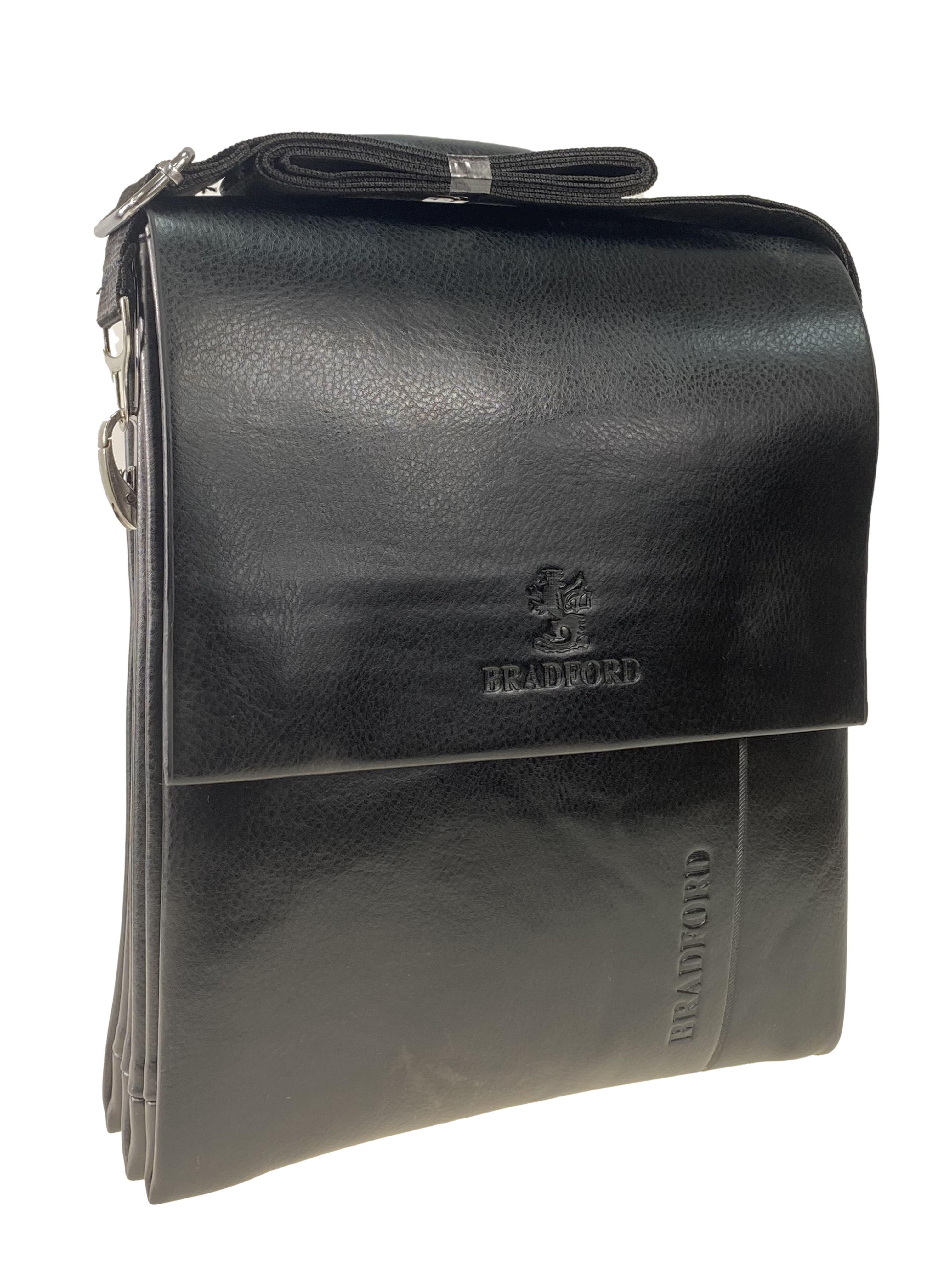 На фото 1 - Мужская сумка-планшет из чёрной искусственной кожи