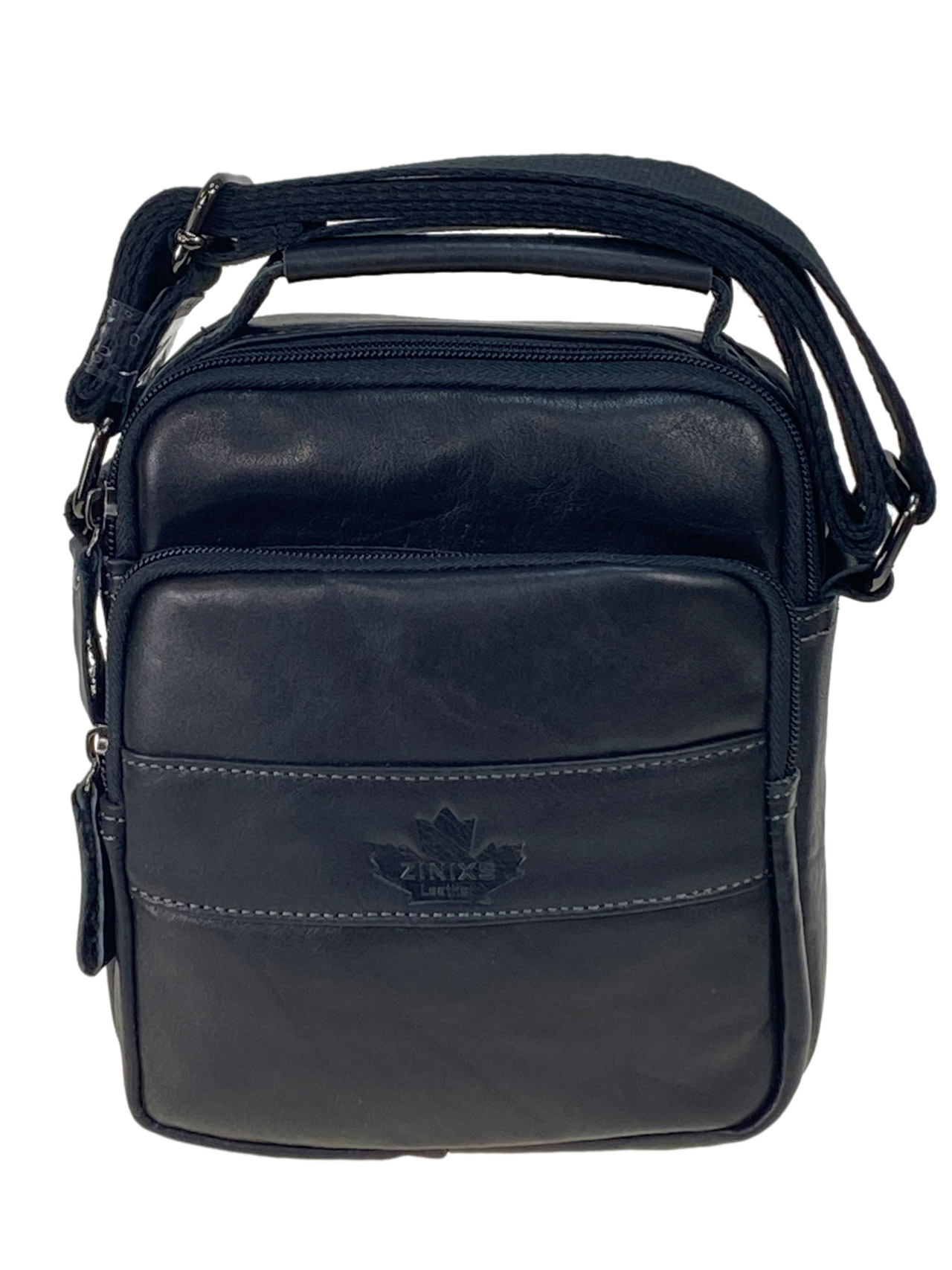На фото 1 - Мужская сумка из натуральной кожи, цвет черный