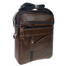 На фото 1 - Мужская сумка из натуральной кожи, цвет коричневый 