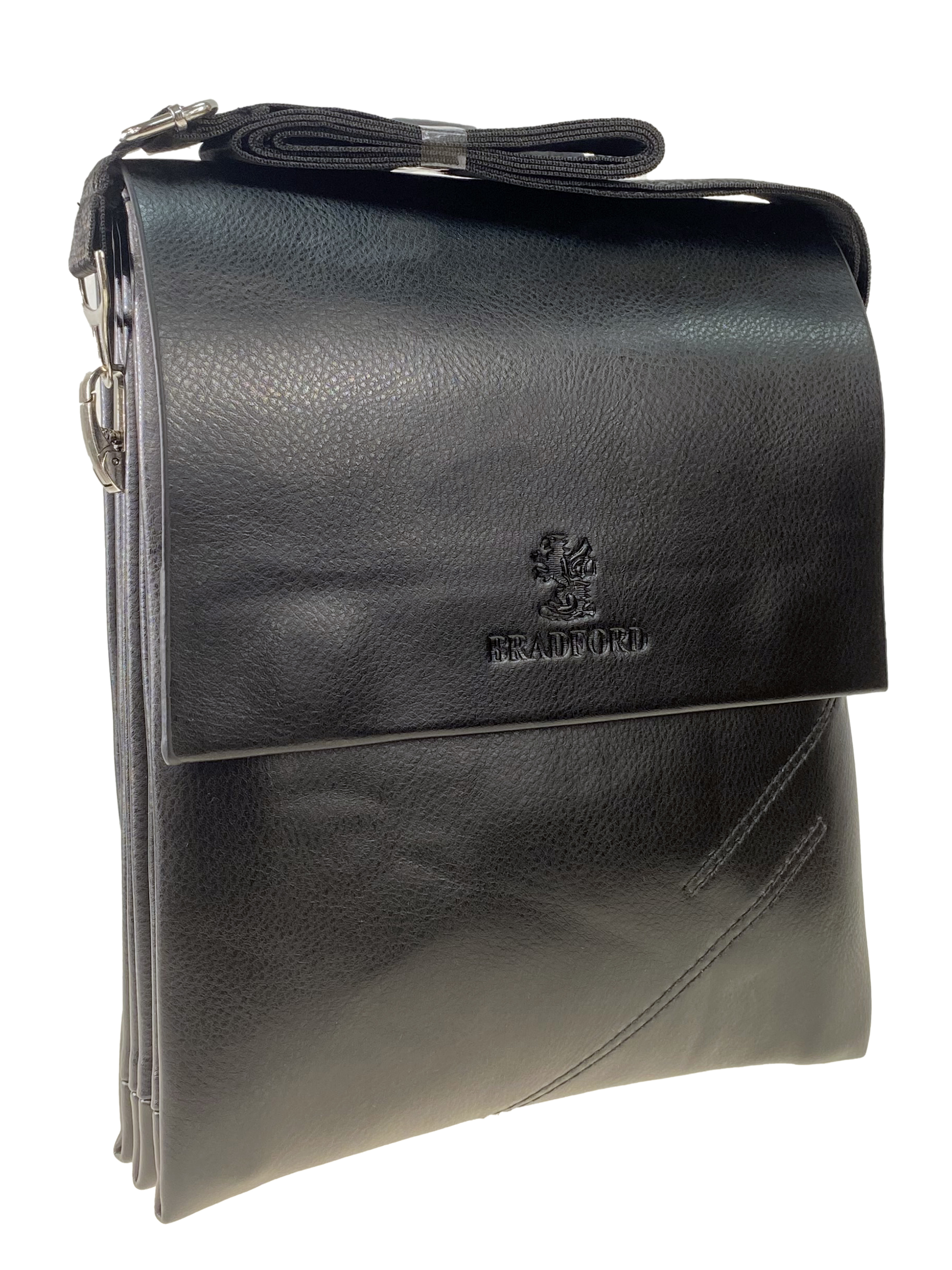 На фото 1 - Мужская сумка-планшет из гладкой экокожи, цвет чёрный