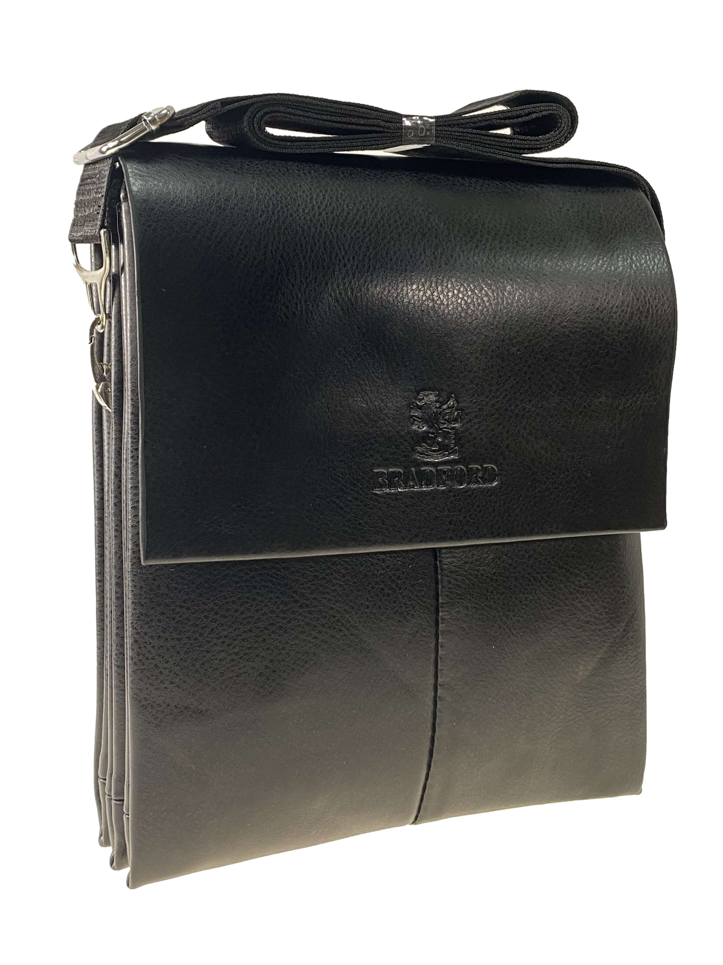 На фото 1 - Мужская сумка-планшет из искусственной кожи через плечо, цвет чёрный