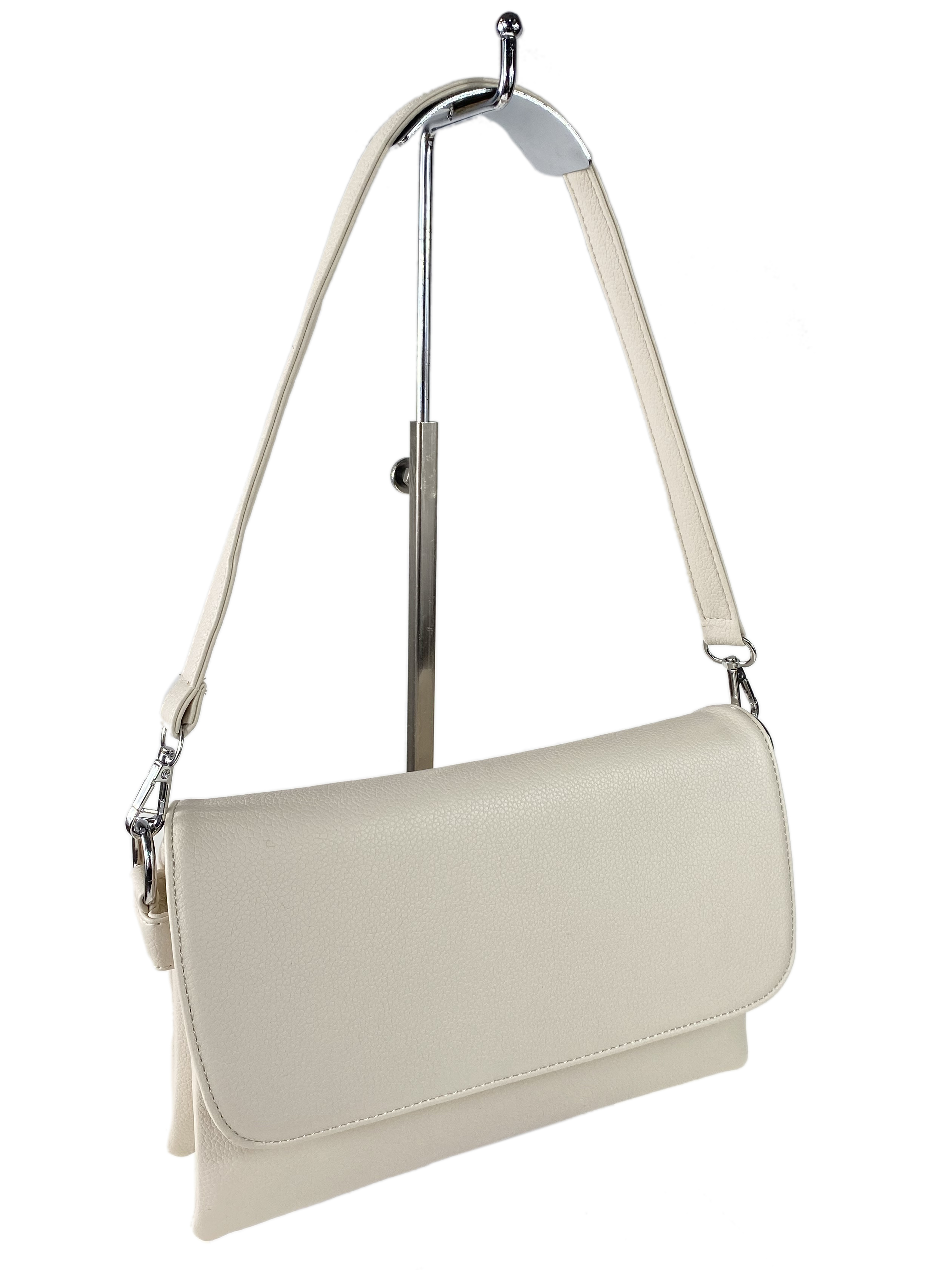 На фото 1 - Женская сумка-клатч  из мягкой  искусственной кожи,цвет  молочный