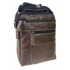 На фото 1 - Мужская сумка из натуральной кожи, цвет серо-коричневый