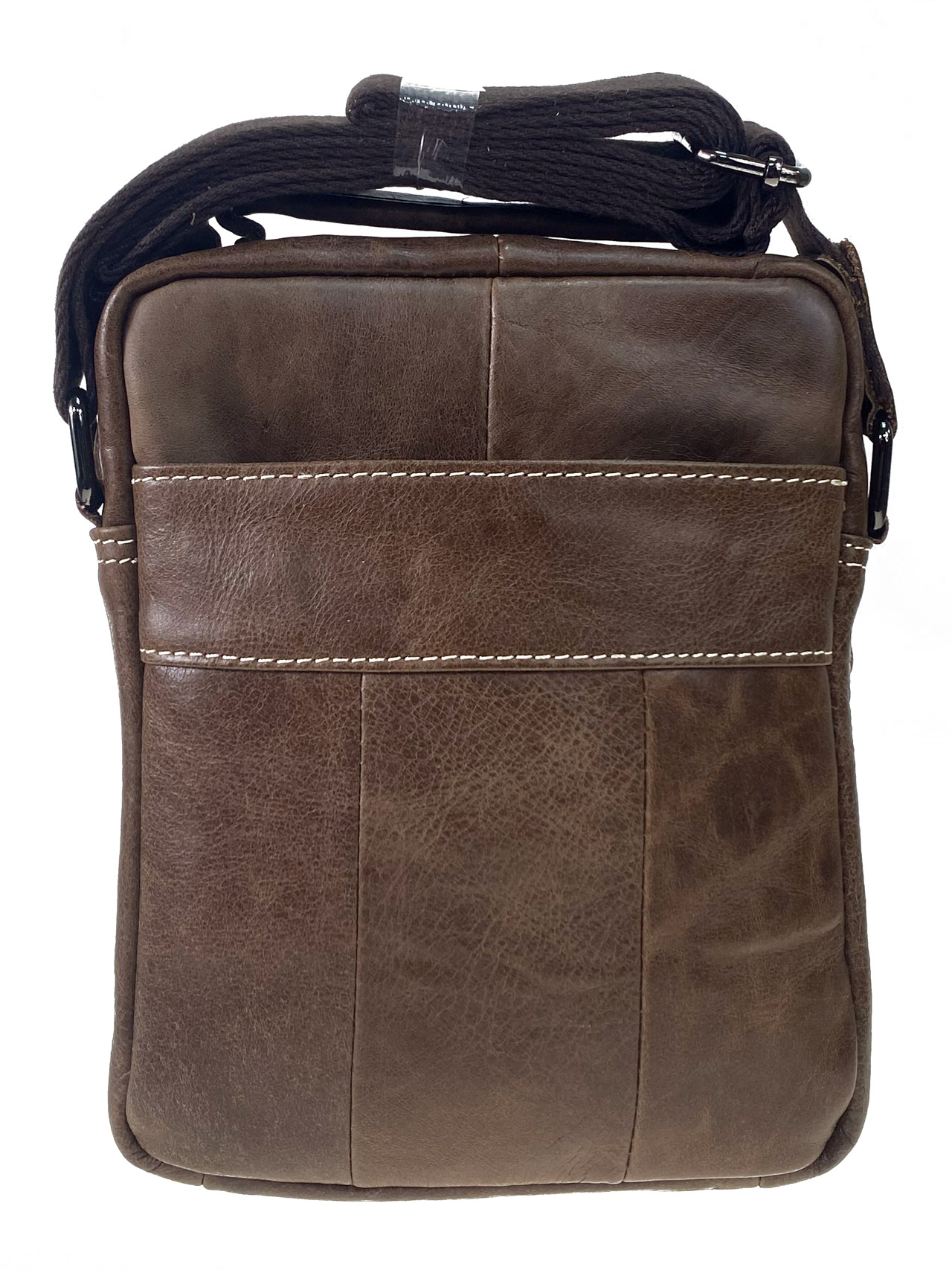 На фото 2 - Мужская сумка из натуральной кожи, цвет серо-коричневый