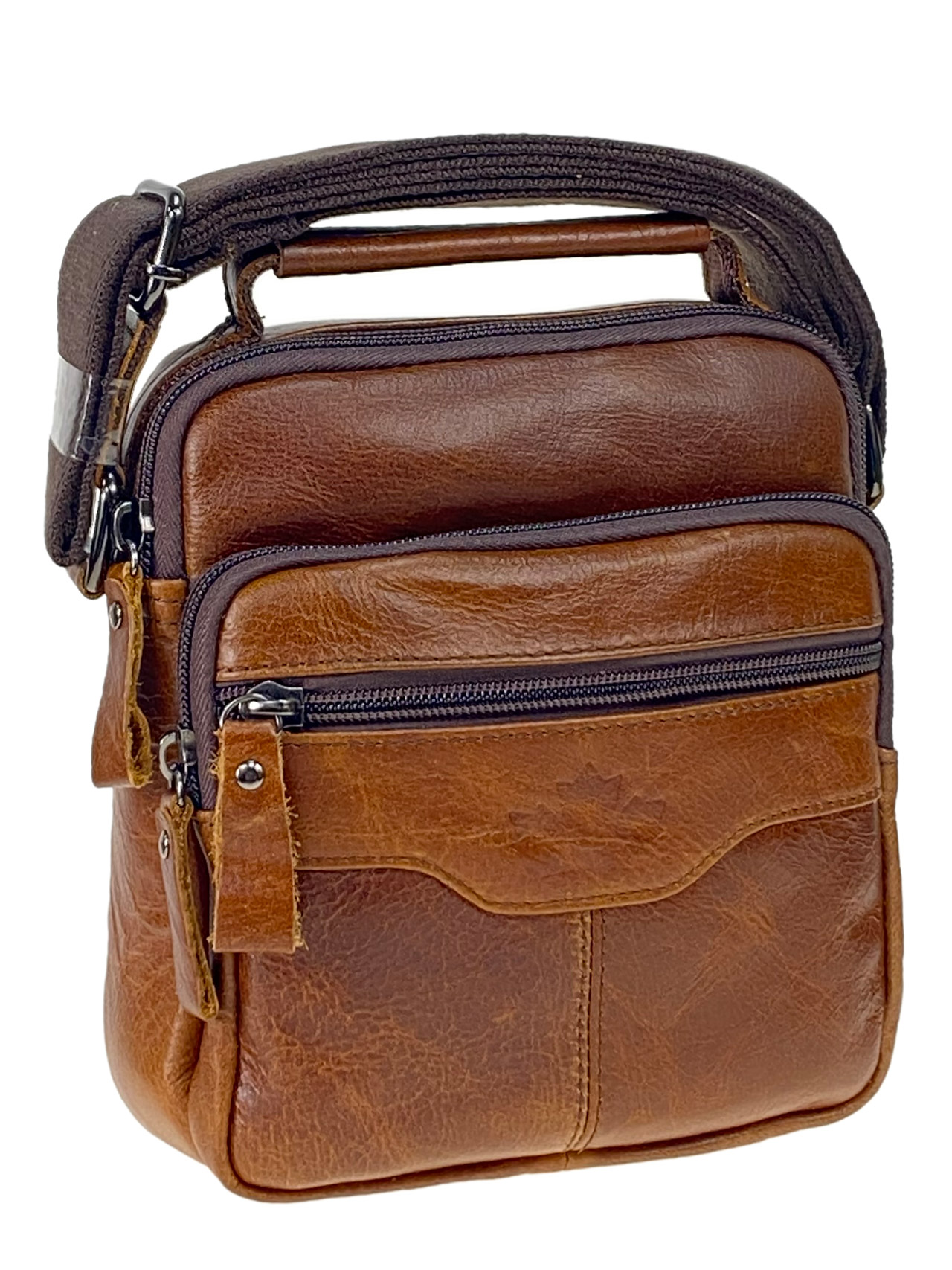 На фото 1 - Мужская сумка из натуральной кожи, цвет коричневый