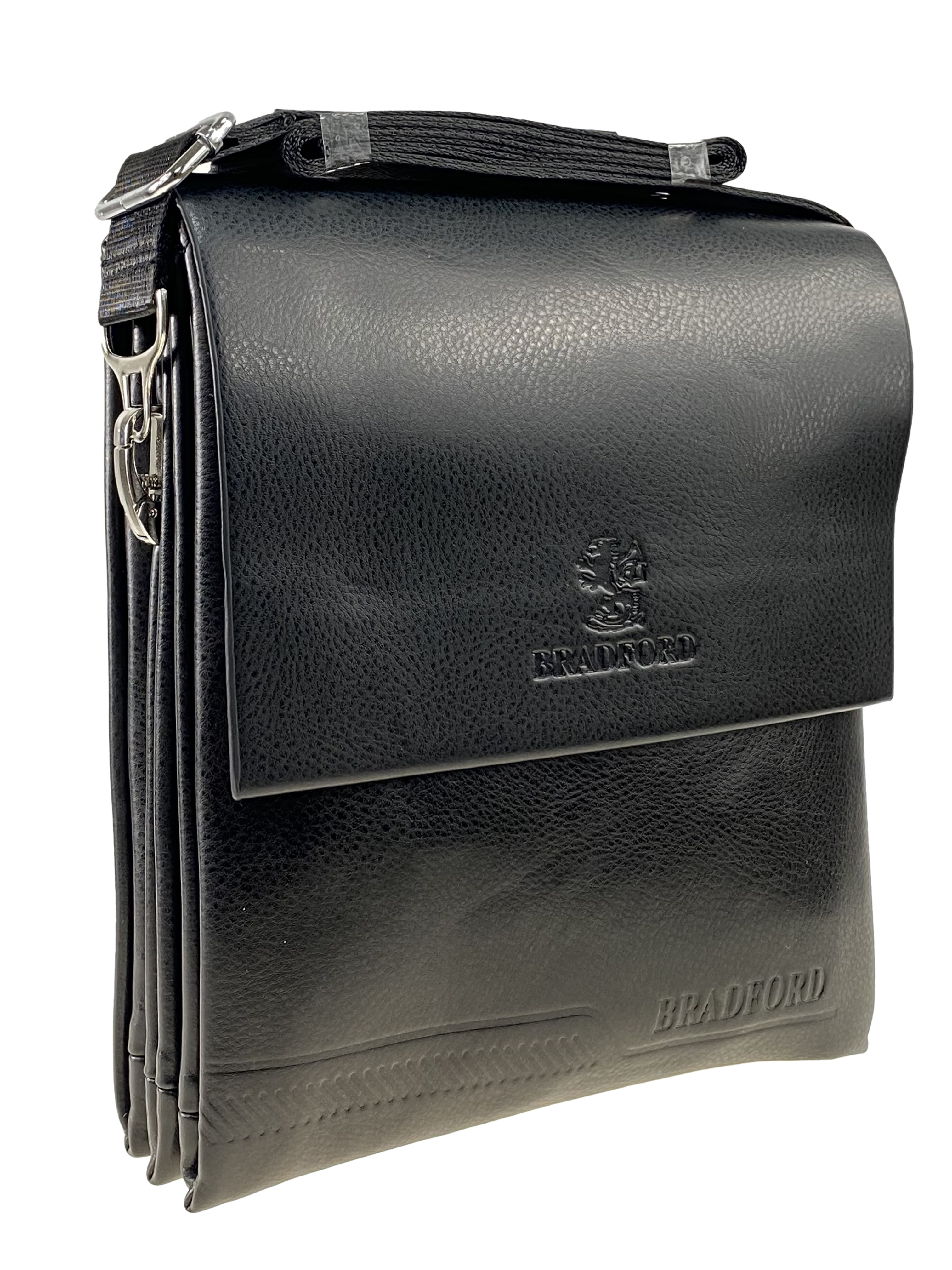 На фото 1 - Чёрная мужская сумка-планшет из экокожи