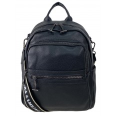 На фото 2 - Женская сумка-рюкзак  из искусственной кожи, цвет черный