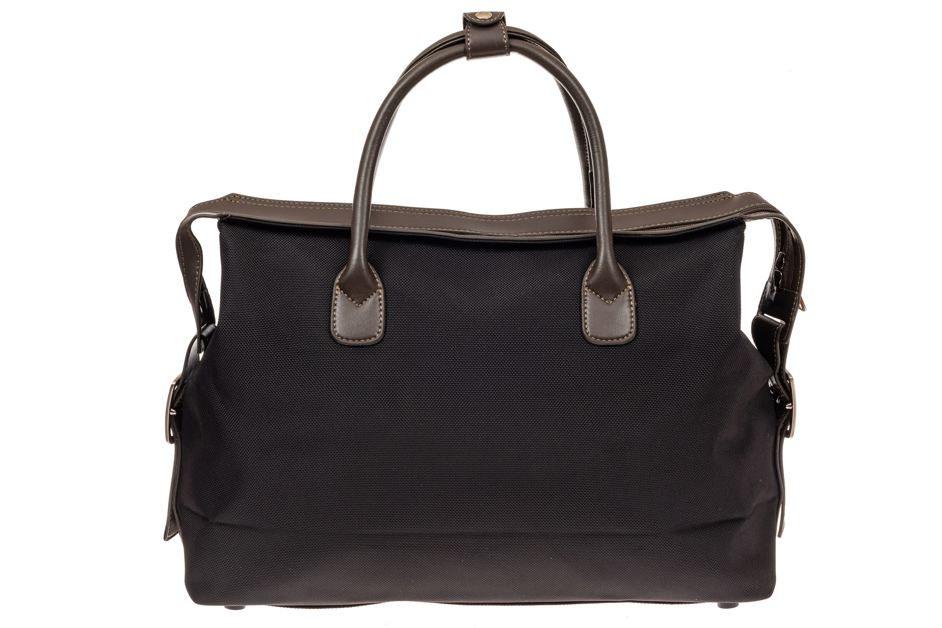На фото 3 - Багажная сумка саквояж из плотной ткани, цвет черный