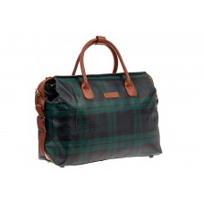На фото 1 - Багажная сумка саквояж из искусственной кожи, цвет зеленый