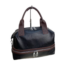 На фото 1 - Женская сумка из натуральной кожи, цвет  черный