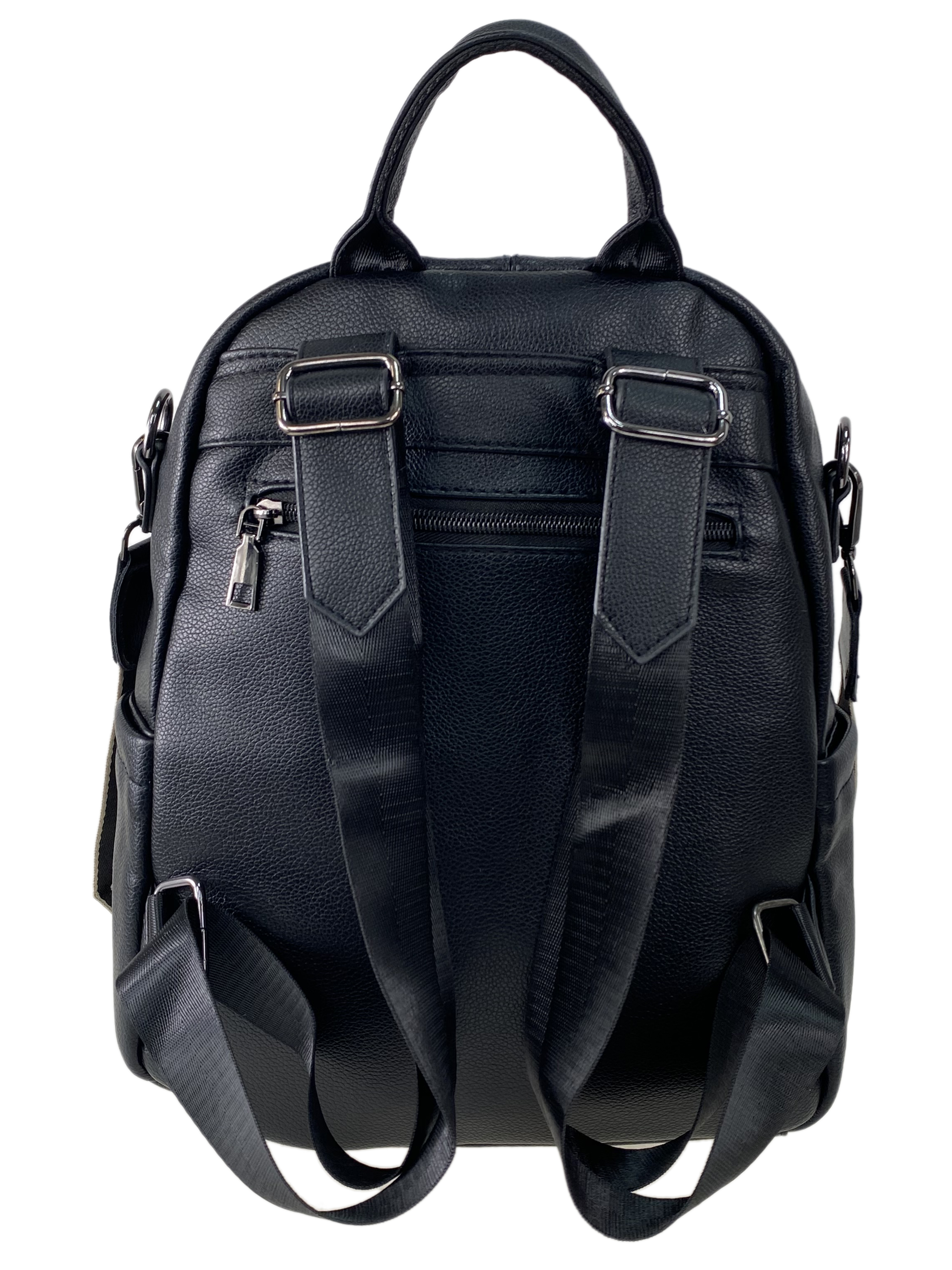 На фото 3 - Женская сумка-рюкзак  из искусственной кожи, цвет черный