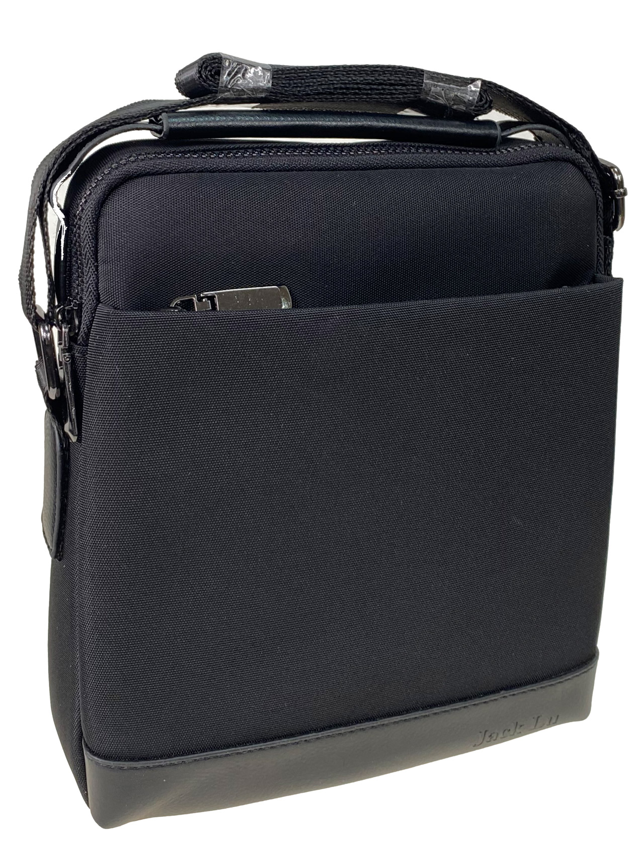 На фото 1 - Мужская сумка из текстиля, цвет черный 