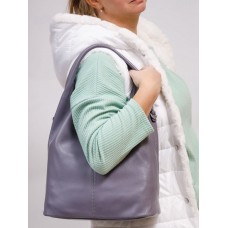 На фото 1 - Женская сумка шоппер из натуральной кожи, цвет серый