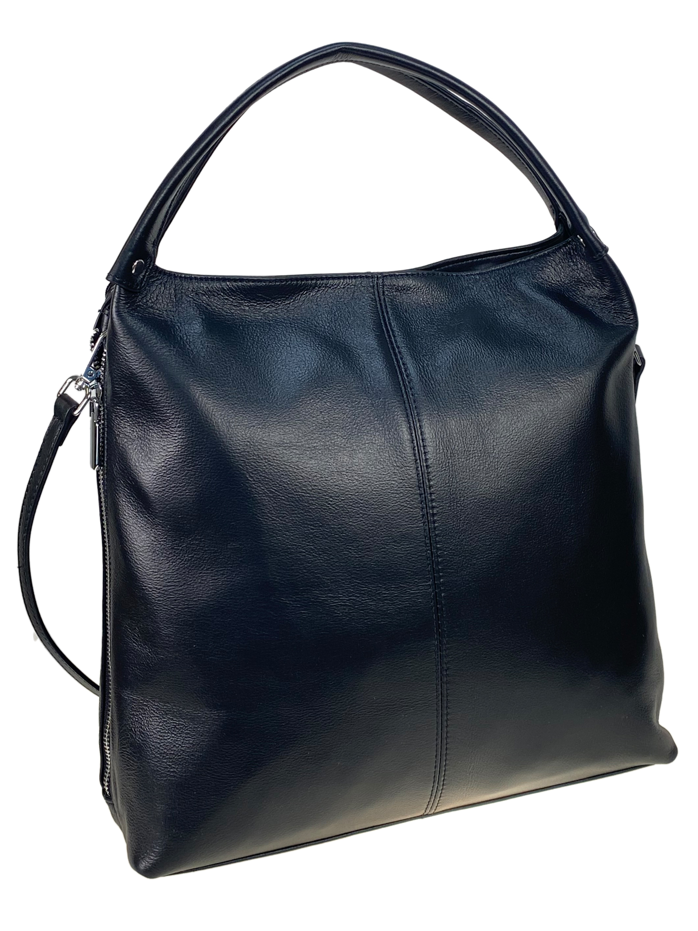 На фото 1 - Женская сумка из натуральной кожи цвет черный